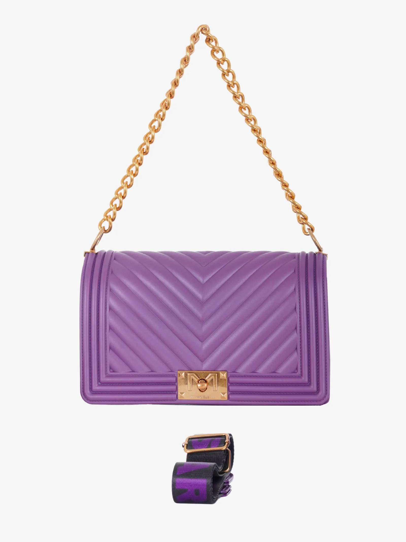 Borsa a spalla Flat M donna viola/oro ducale