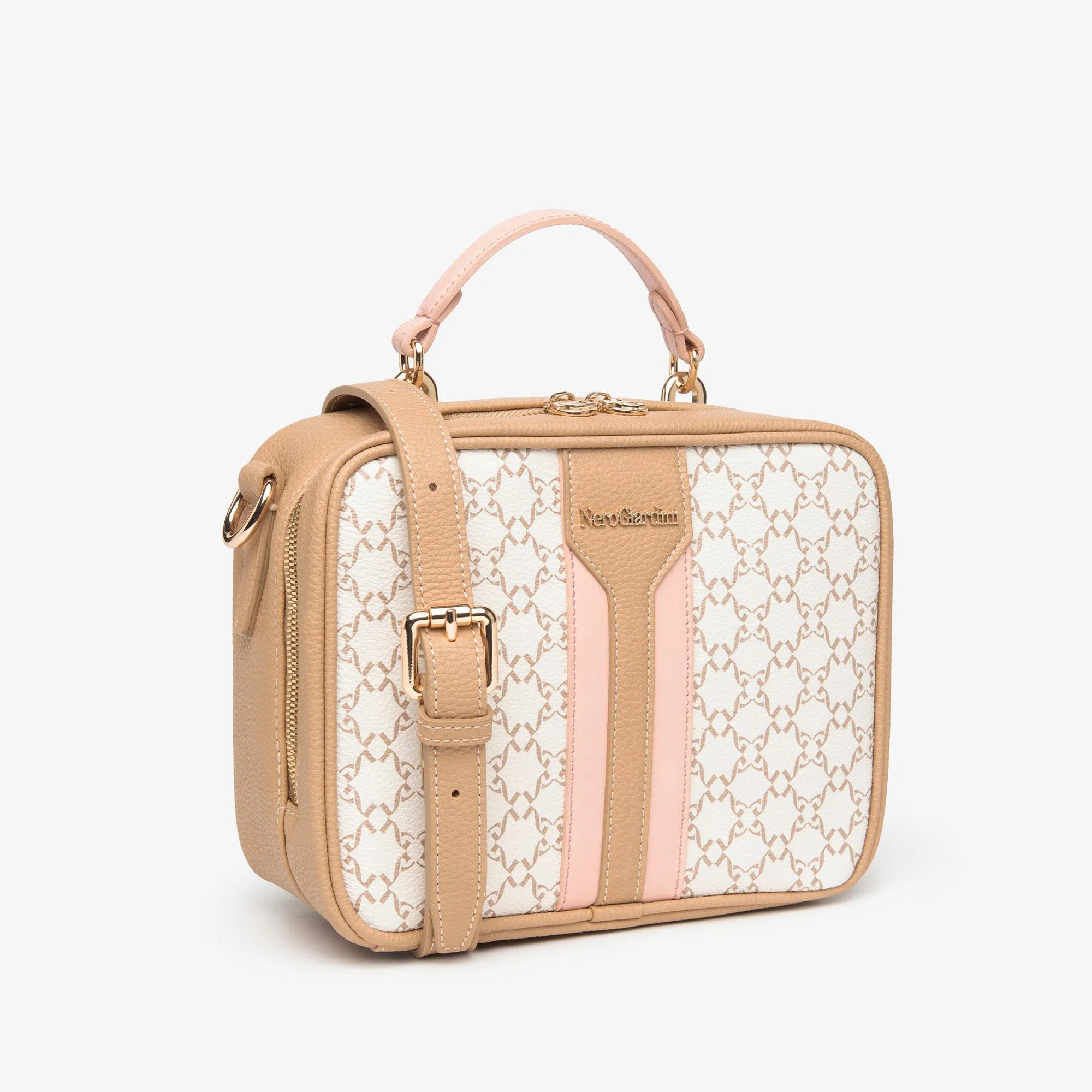 Borsa a tracolla combinata color cammello