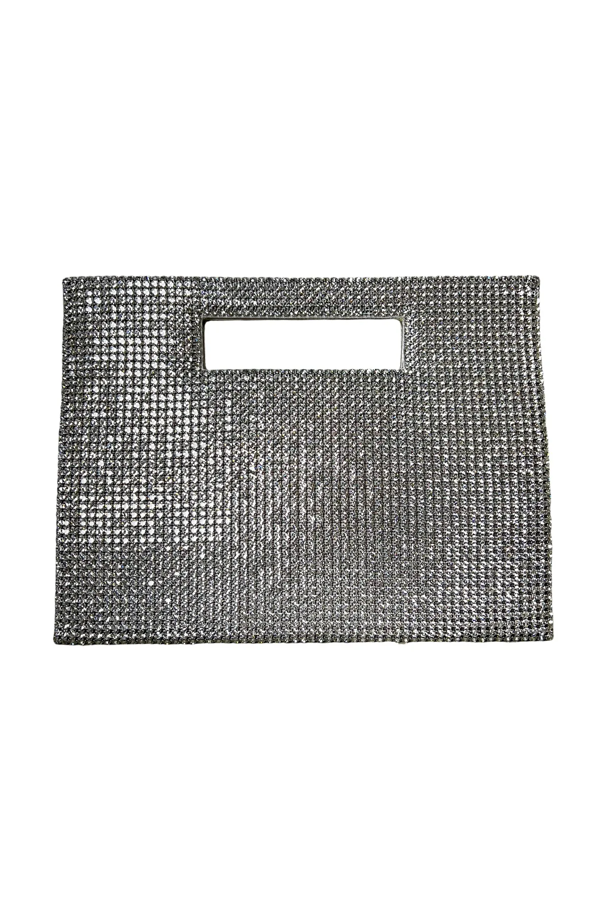 Borsa donna cartela con manico rigido a portafoglio in micro strass con tracolla sganciabile