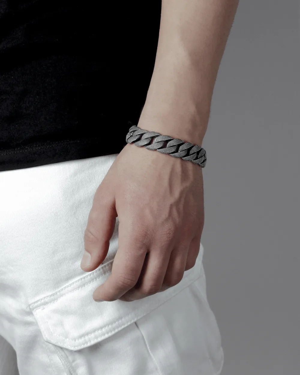 BRACCIALE GRUMETTA PUNTINATA IN ARGENTO
