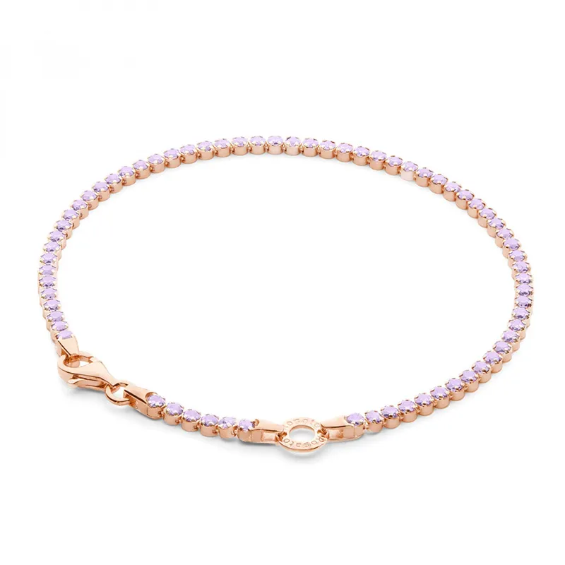 Bracciale Tennis in Argento – Rosato