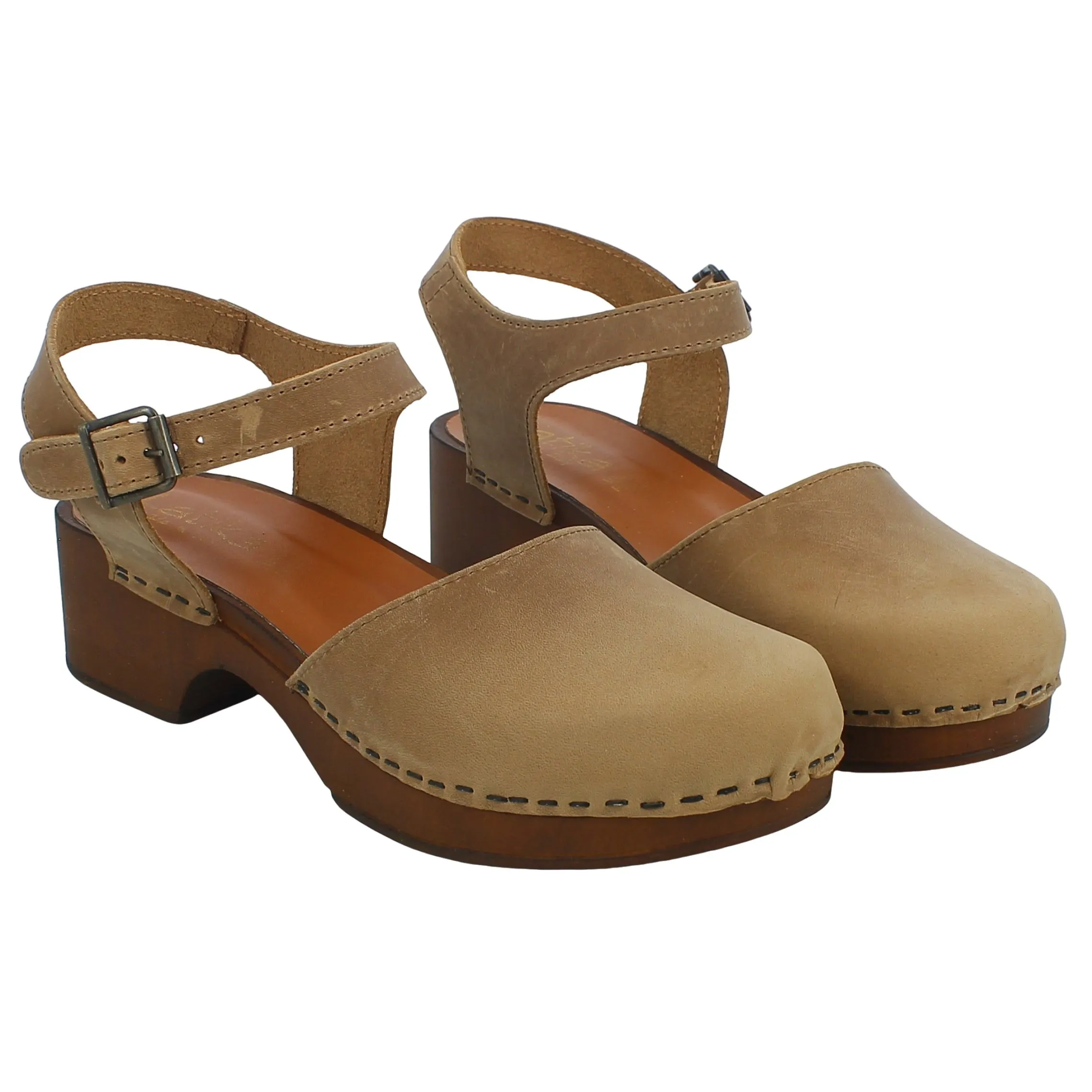 BRAND  Zoccolo in Nabuk Marrone con Cinturino 