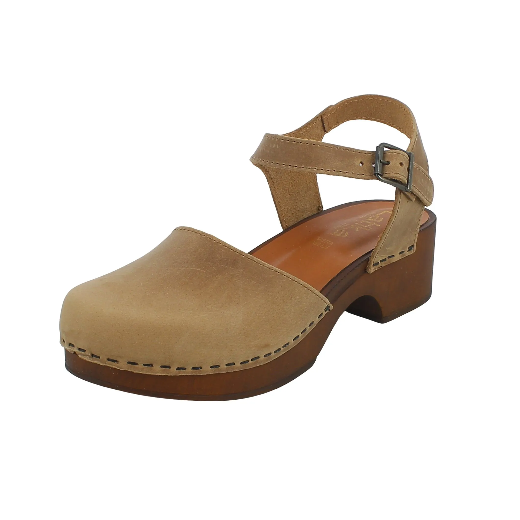 BRAND  Zoccolo in Nabuk Marrone con Cinturino 