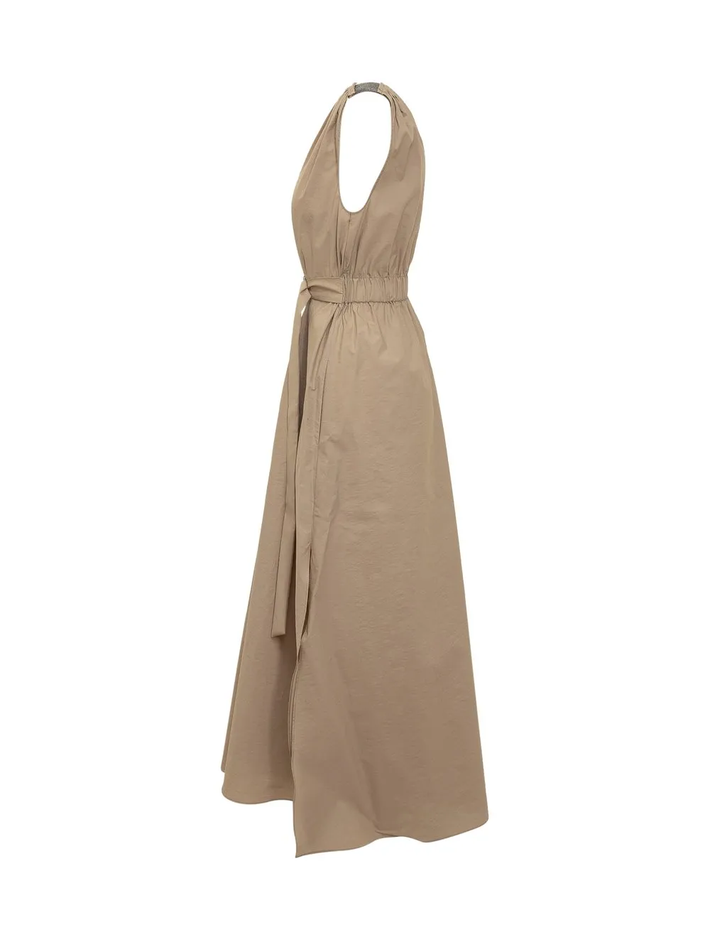 BRUNELLO CUCINELLI Abito in Popeline di Cotone Techno con Precious Shoulder Detail 