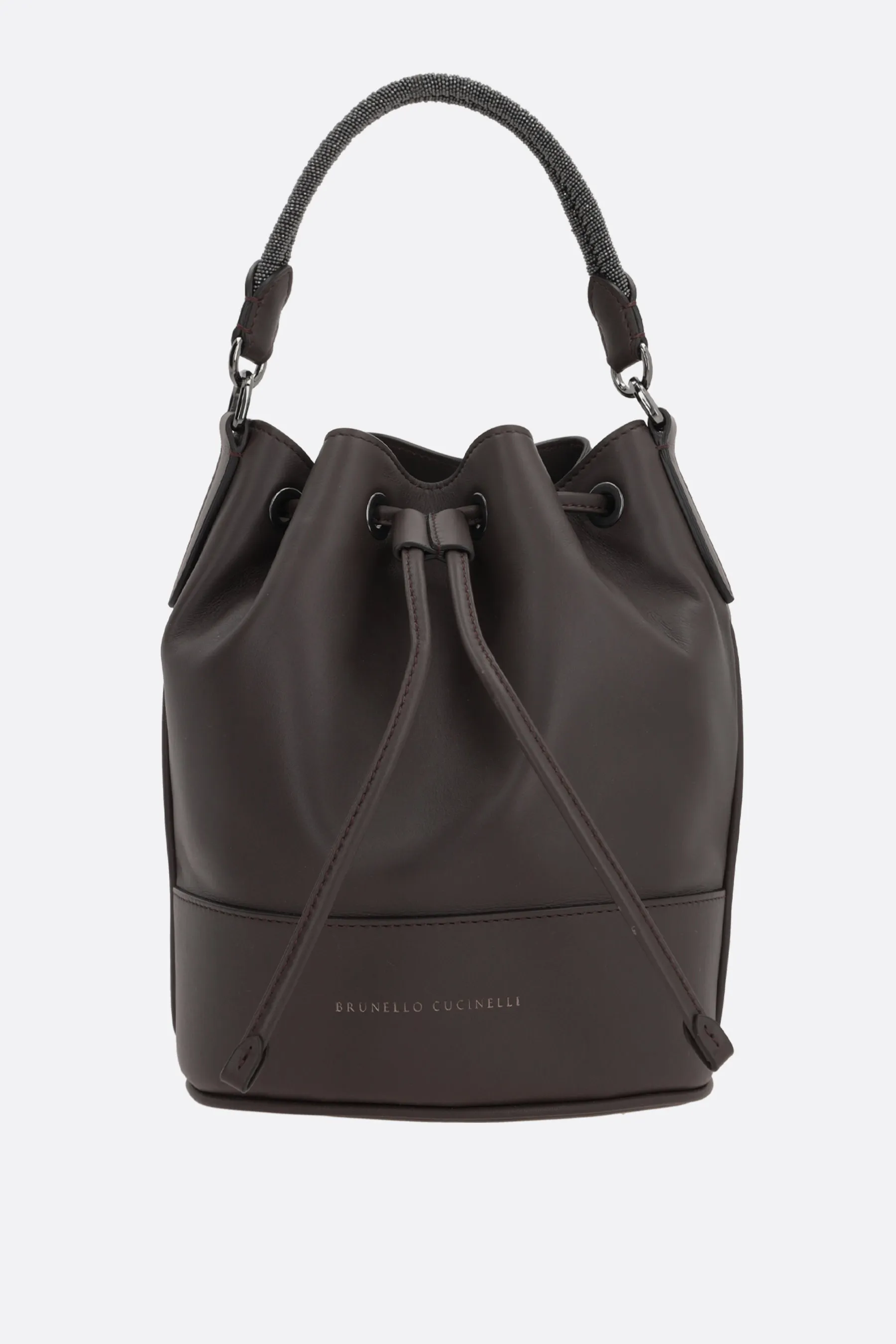 BRUNELLO CUCINELLI borsa a secchiello in pelle liscia con Precious Braided Handle