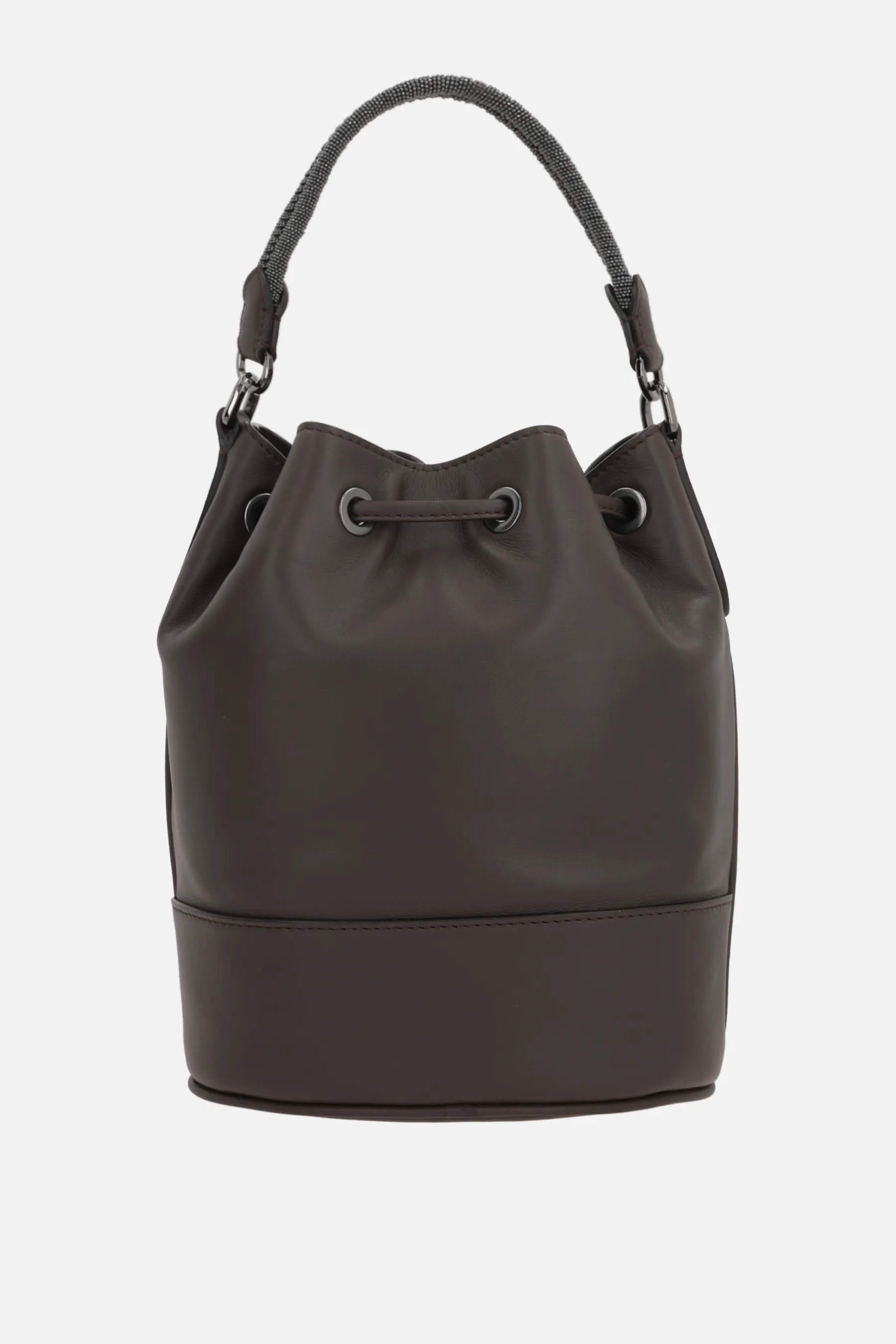 BRUNELLO CUCINELLI borsa a secchiello in pelle liscia con Precious Braided Handle