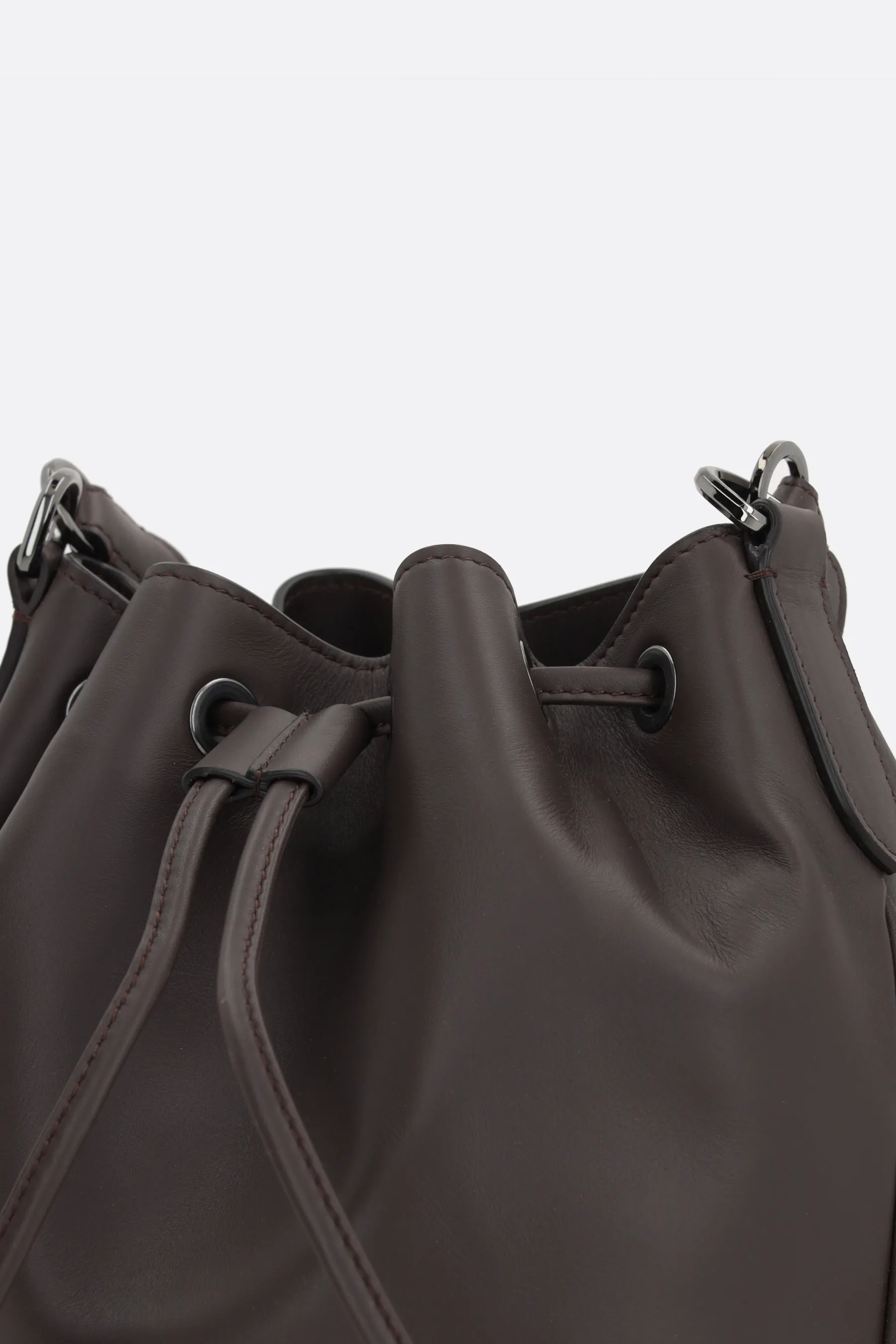 BRUNELLO CUCINELLI borsa a secchiello in pelle liscia con Precious Braided Handle