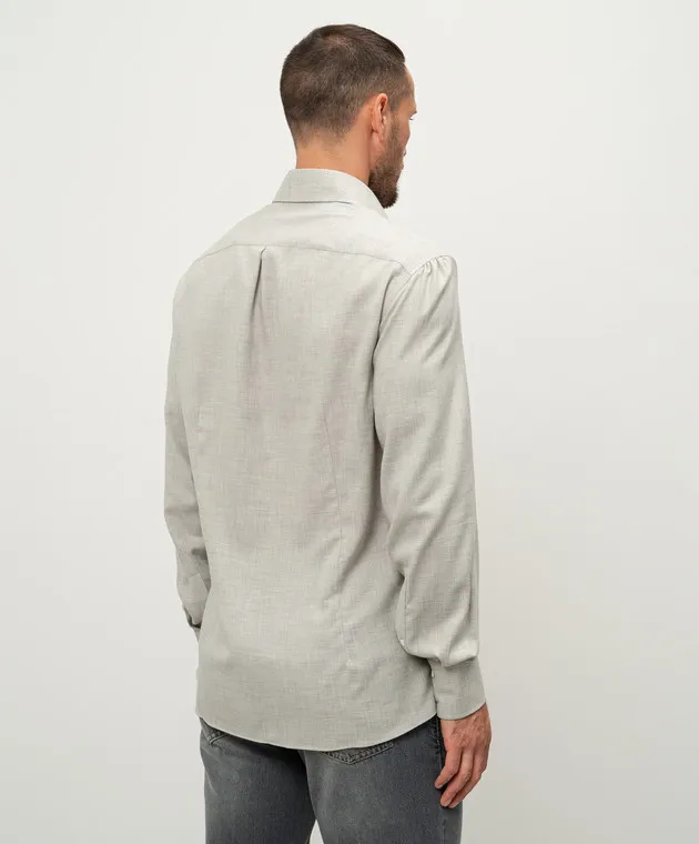 Brunello Cucinelli Camicia grigia con cashmere MY6121718