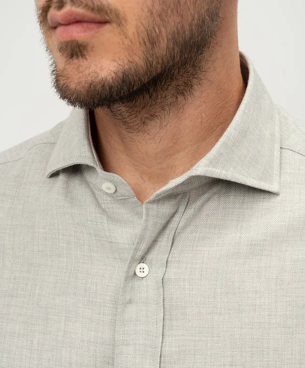 Brunello Cucinelli Camicia grigia con cashmere MY6121718