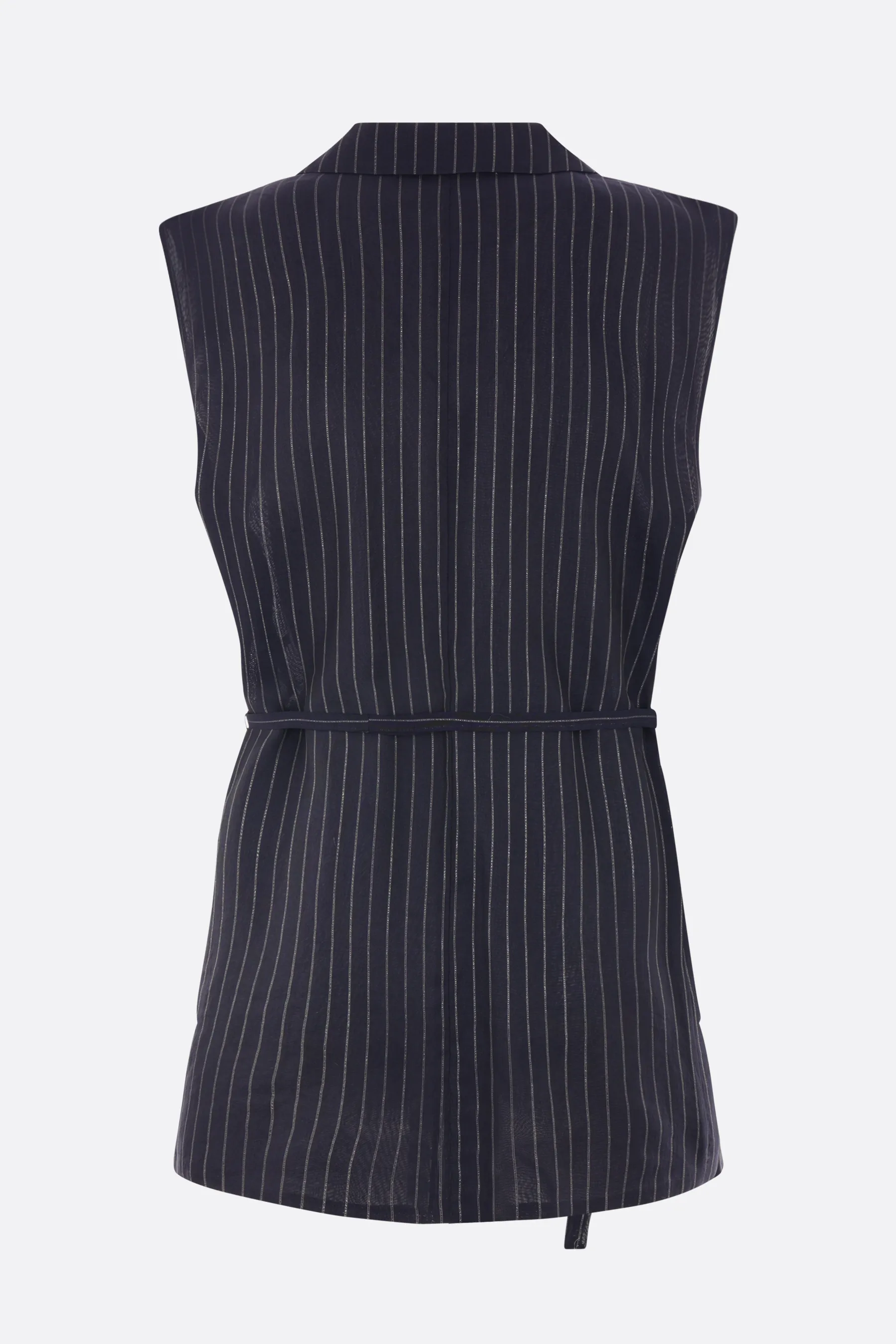 BRUNELLO CUCINELLI giacca doppiopetto smanicata in organza e lurex