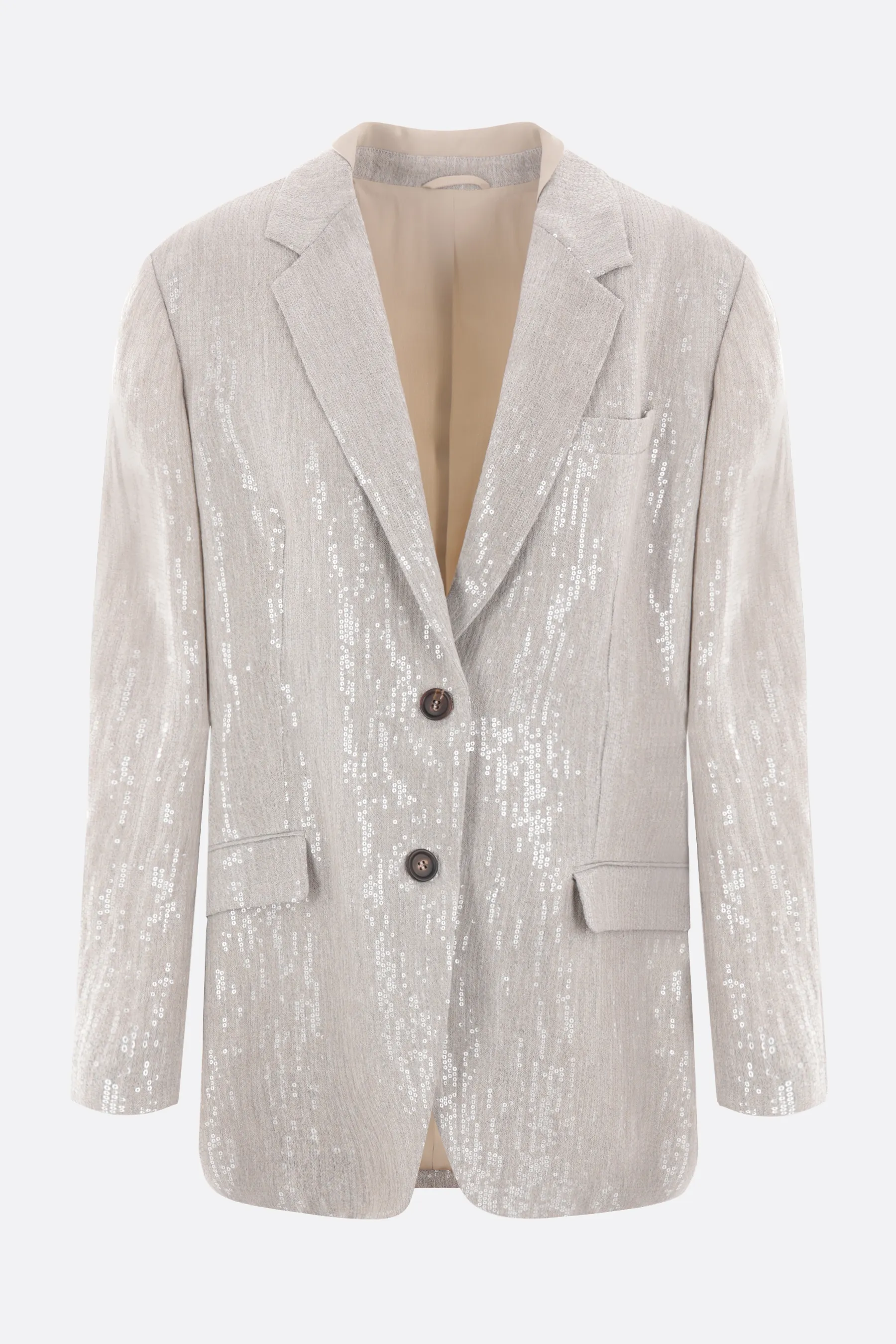 BRUNELLO CUCINELLI giacca monopetto in lino con paillettes