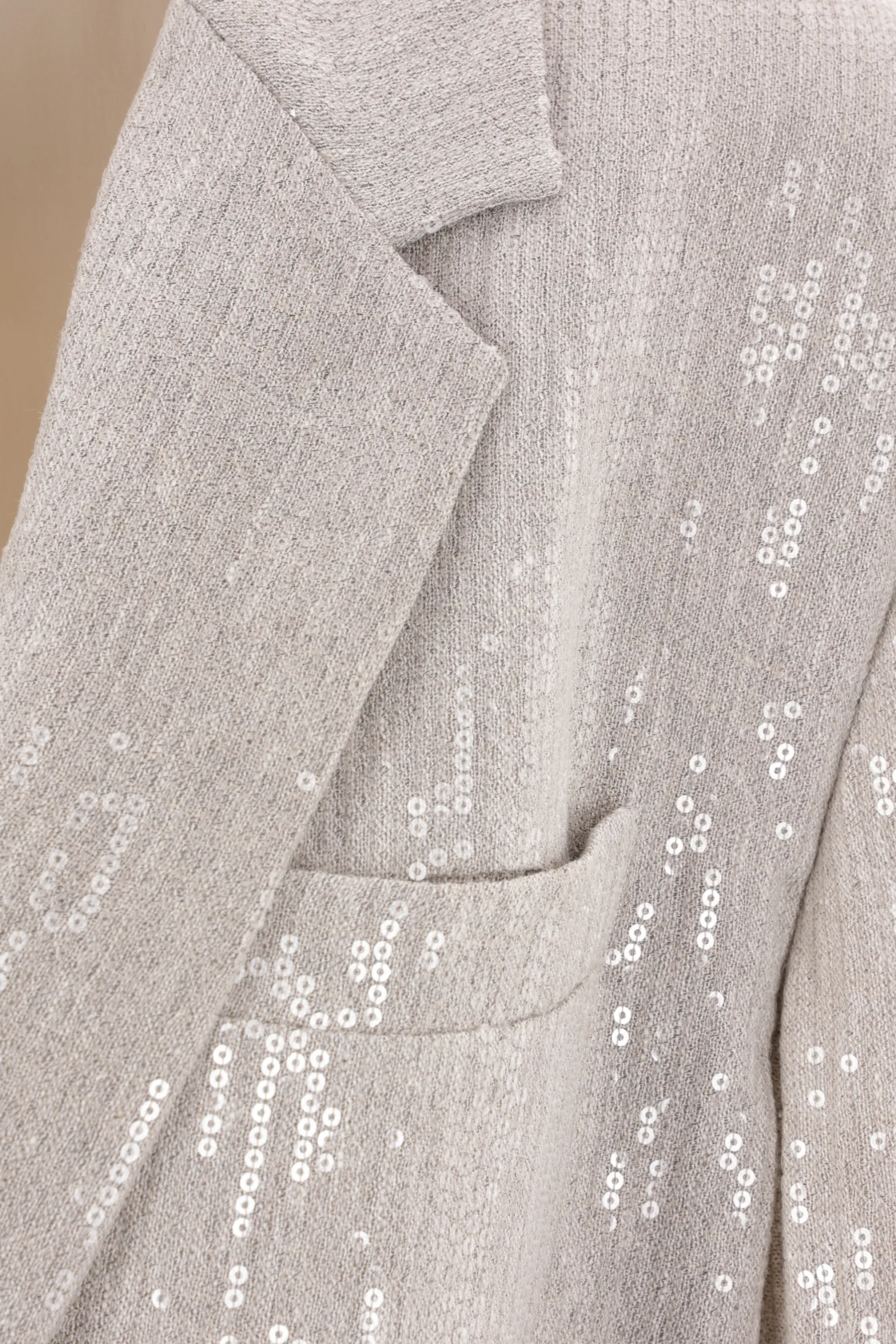 BRUNELLO CUCINELLI giacca monopetto in lino con paillettes