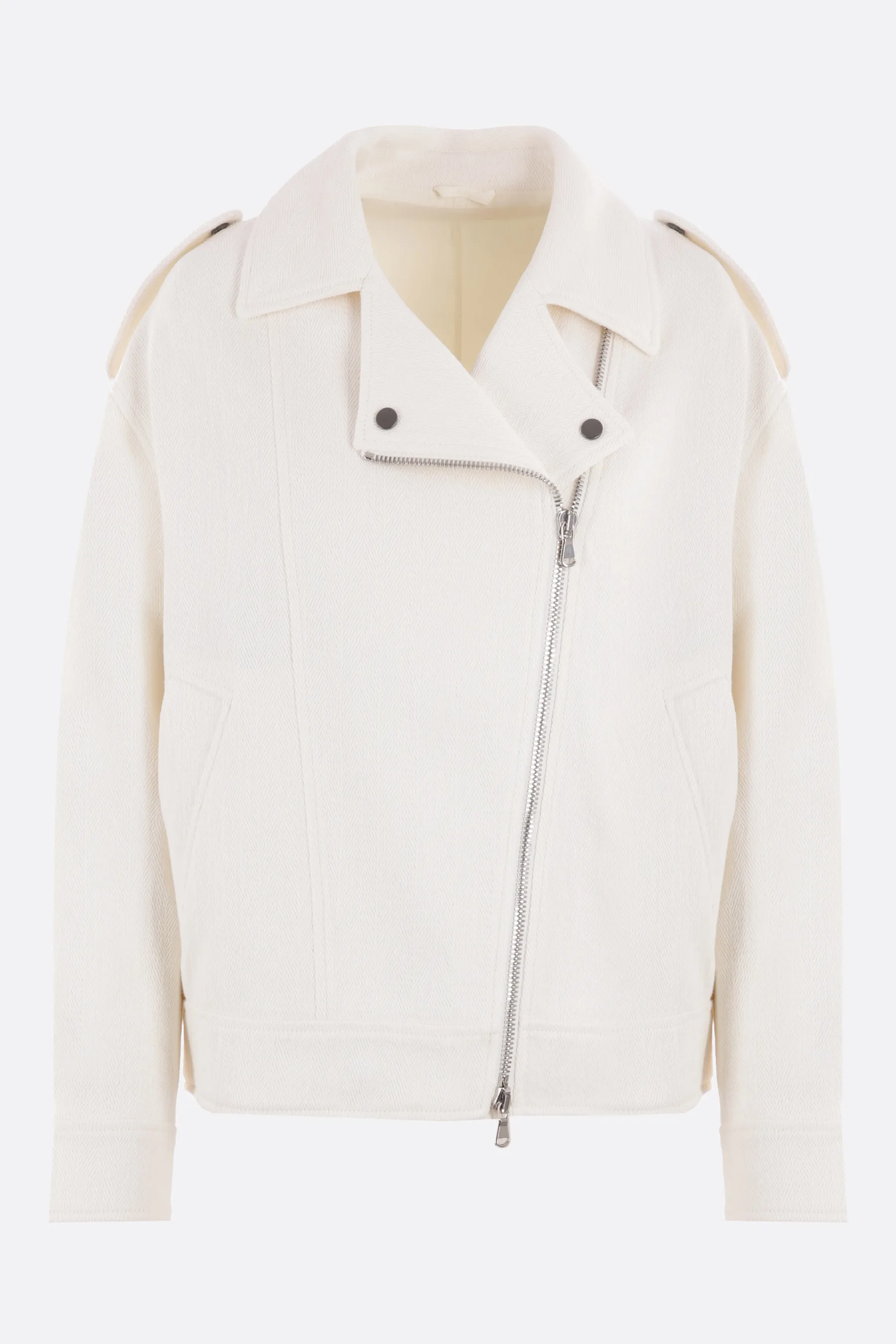 BRUNELLO CUCINELLI giubbotto biker in cotone e lino con Shiny Details