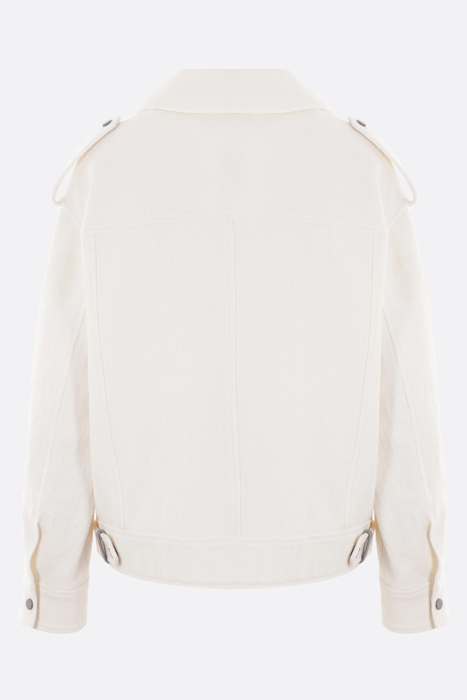 BRUNELLO CUCINELLI giubbotto biker in cotone e lino con Shiny Details