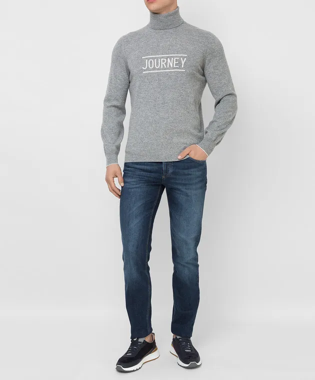 Brunello Cucinelli Golf in lana, cashmere e seta con fantasia grigia M3618703