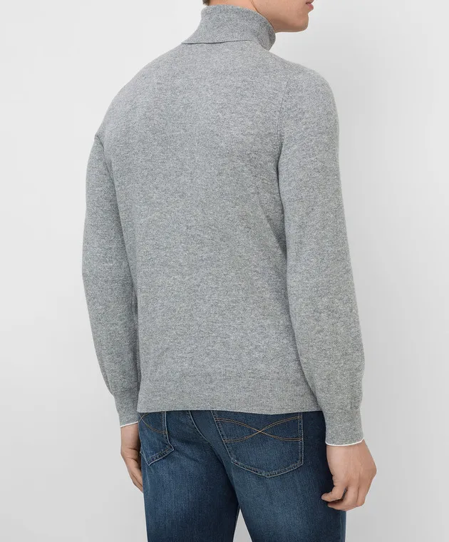 Brunello Cucinelli Golf in lana, cashmere e seta con fantasia grigia M3618703