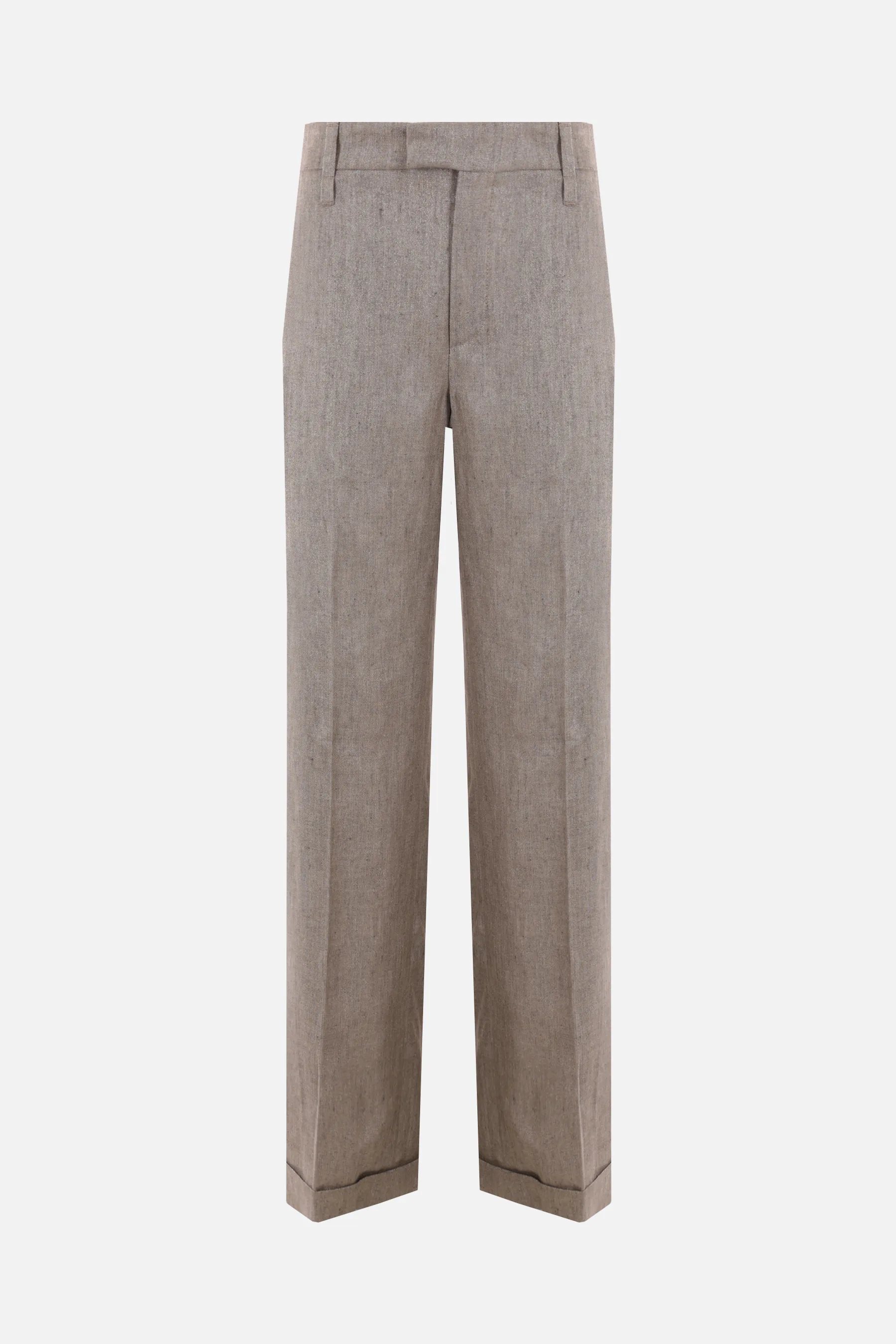 BRUNELLO CUCINELLI pantalone a gamba ampia in lino e lurex