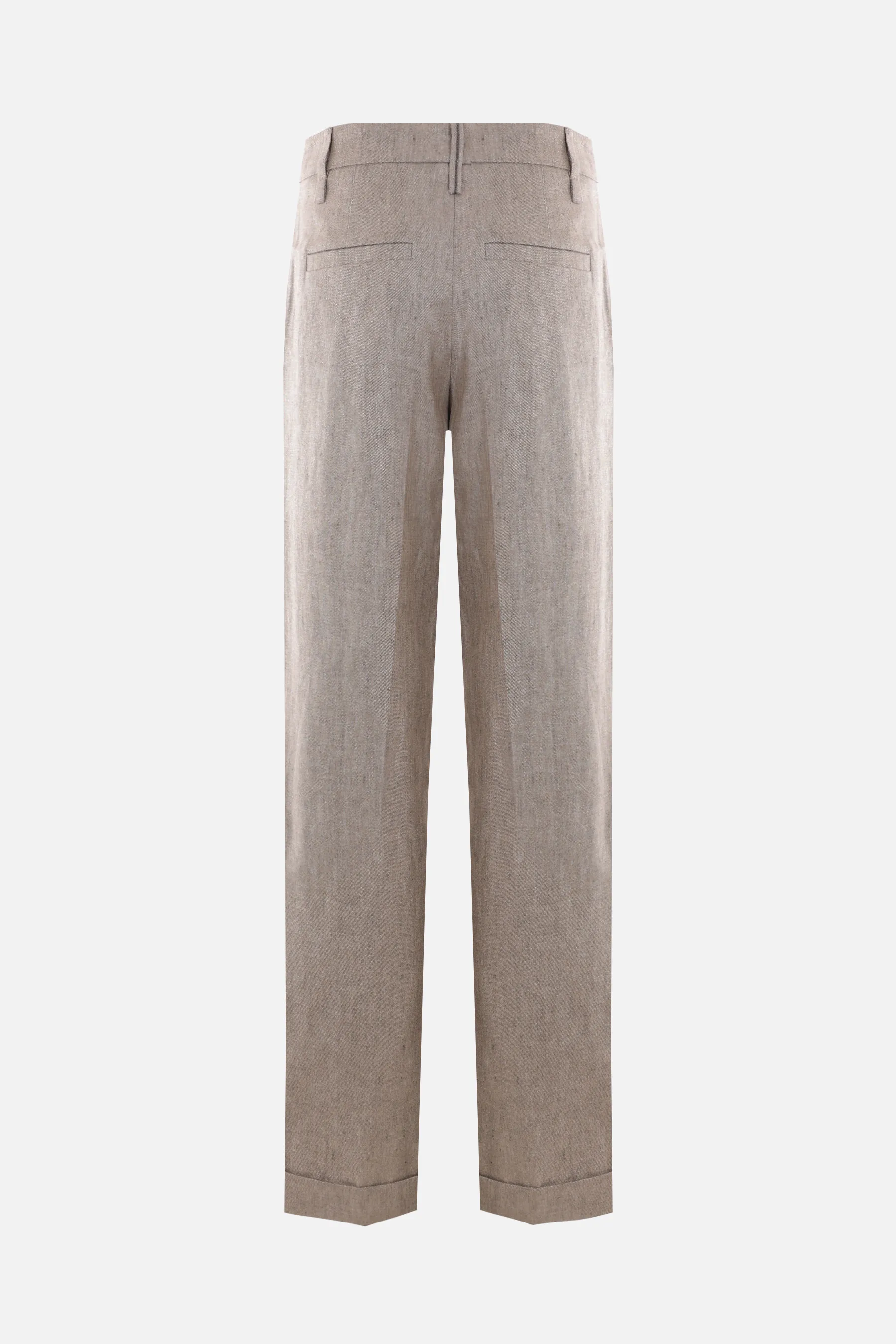BRUNELLO CUCINELLI pantalone a gamba ampia in lino e lurex