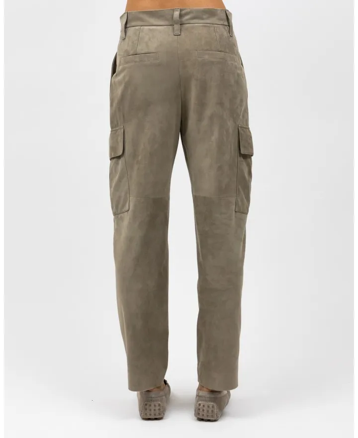 Brunello Cucinelli - Pantalone in Camoscio Taupe Donna