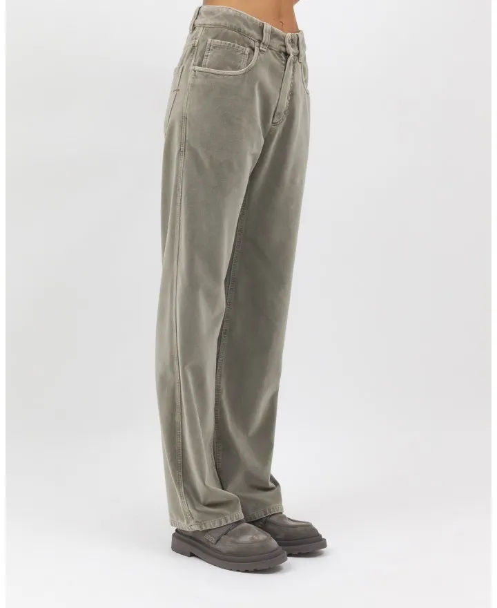 Brunello Cucinelli - Pantalone in Velluto di Cotone Cobblestone Donna