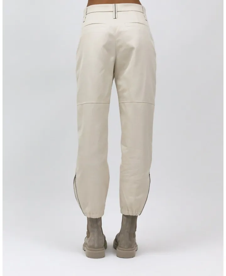 Brunello Cucinelli - Pantalone Utility in Cotone Avorio Donna