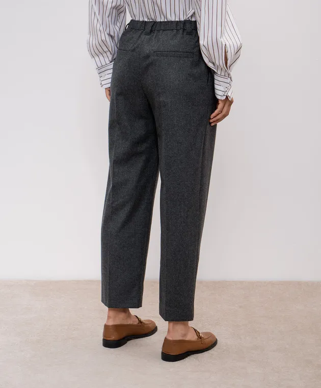 Brunello Cucinelli Pantaloni grigi realizzati in lana e cashmere MD588P8632