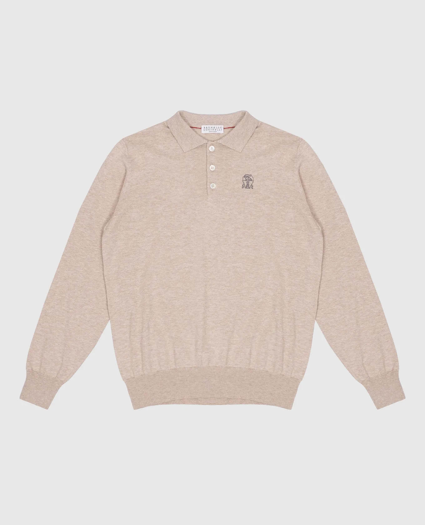 Brunello Cucinelli Polo beige da bambino con ricamo logo B29M81605C