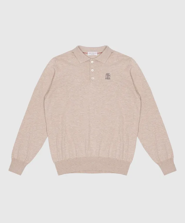 Brunello Cucinelli Polo beige da bambino con ricamo logo B29M81605C