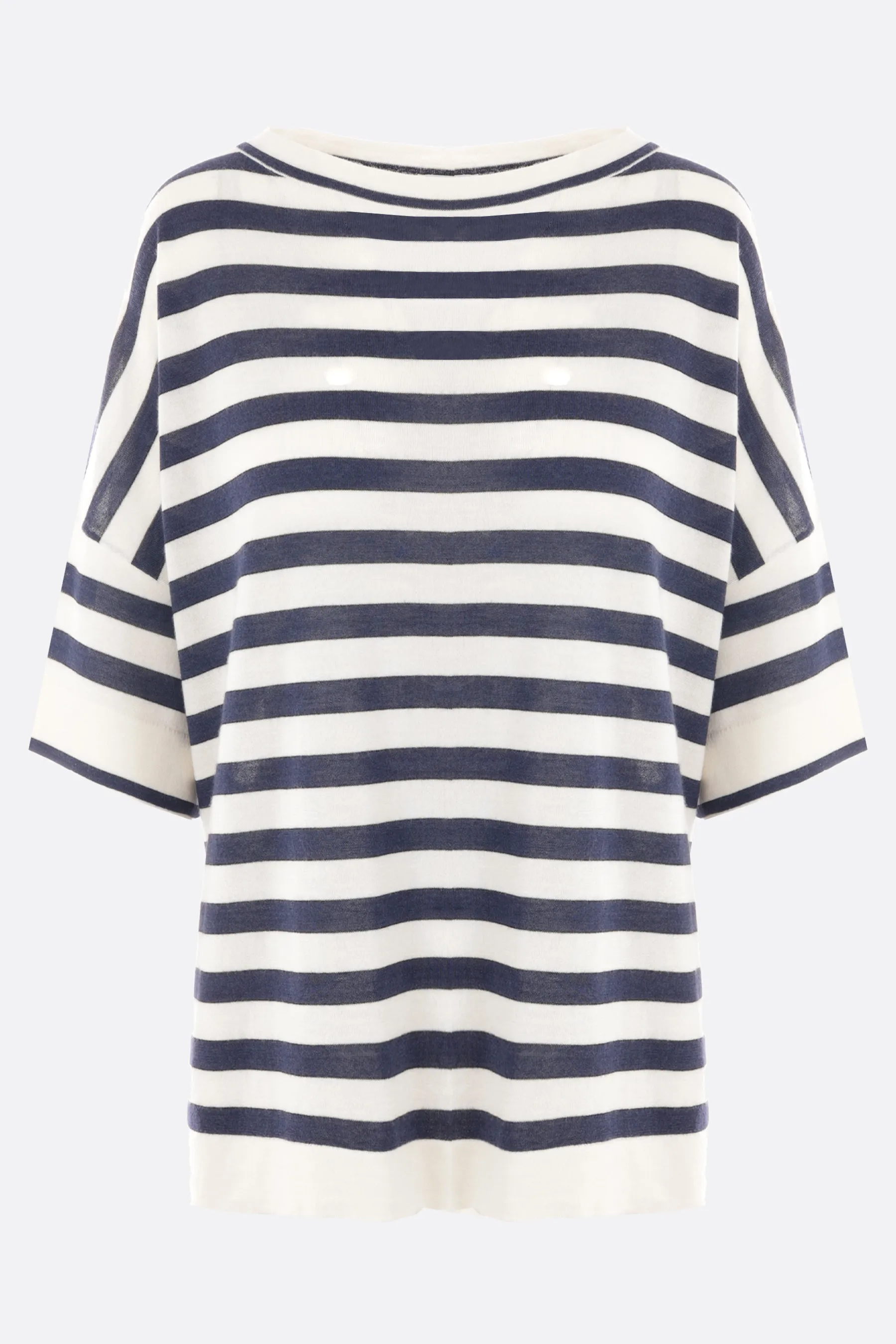 BRUNELLO CUCINELLI pullover a maniche corte in cashmere e seta a righe
