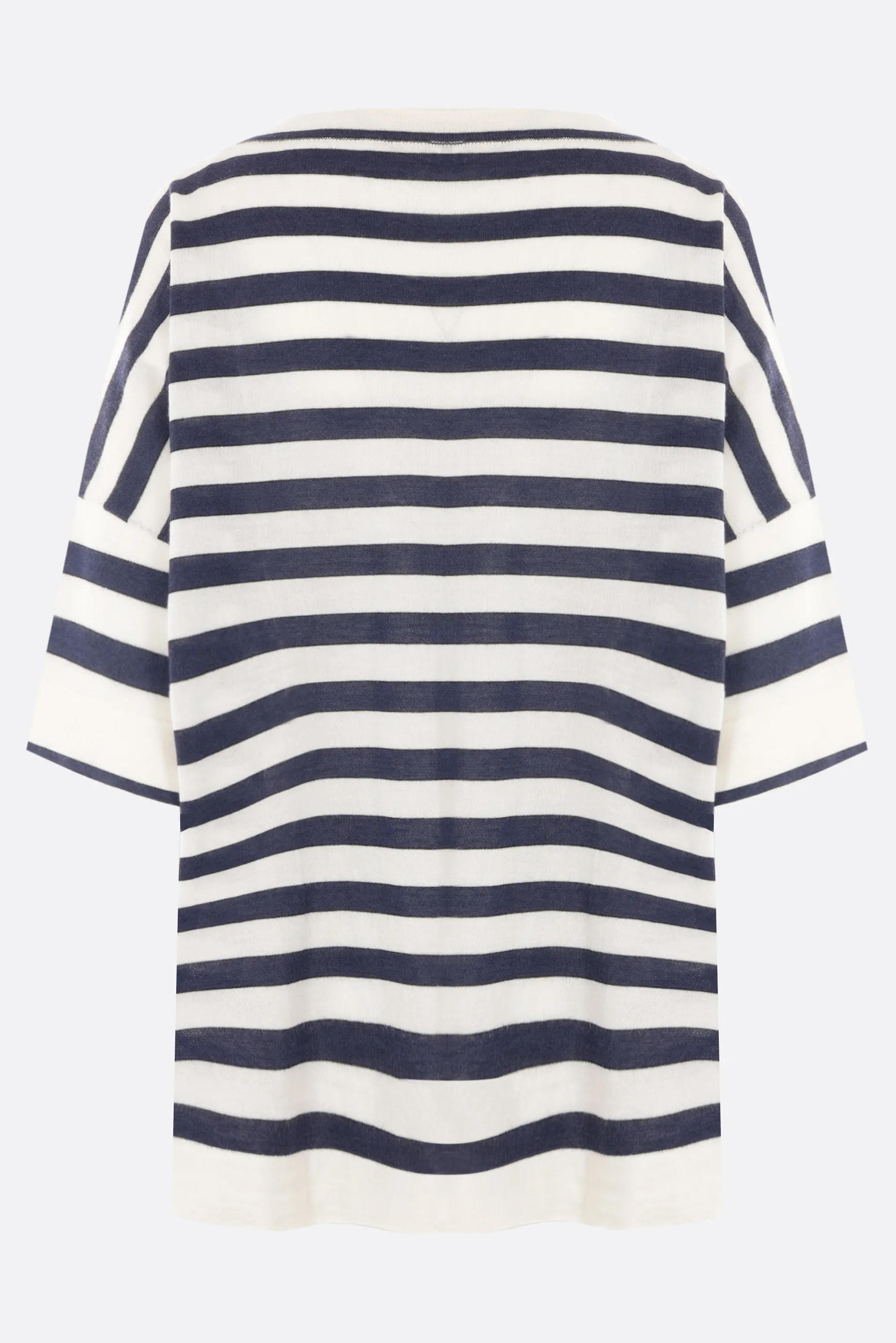 BRUNELLO CUCINELLI pullover a maniche corte in cashmere e seta a righe