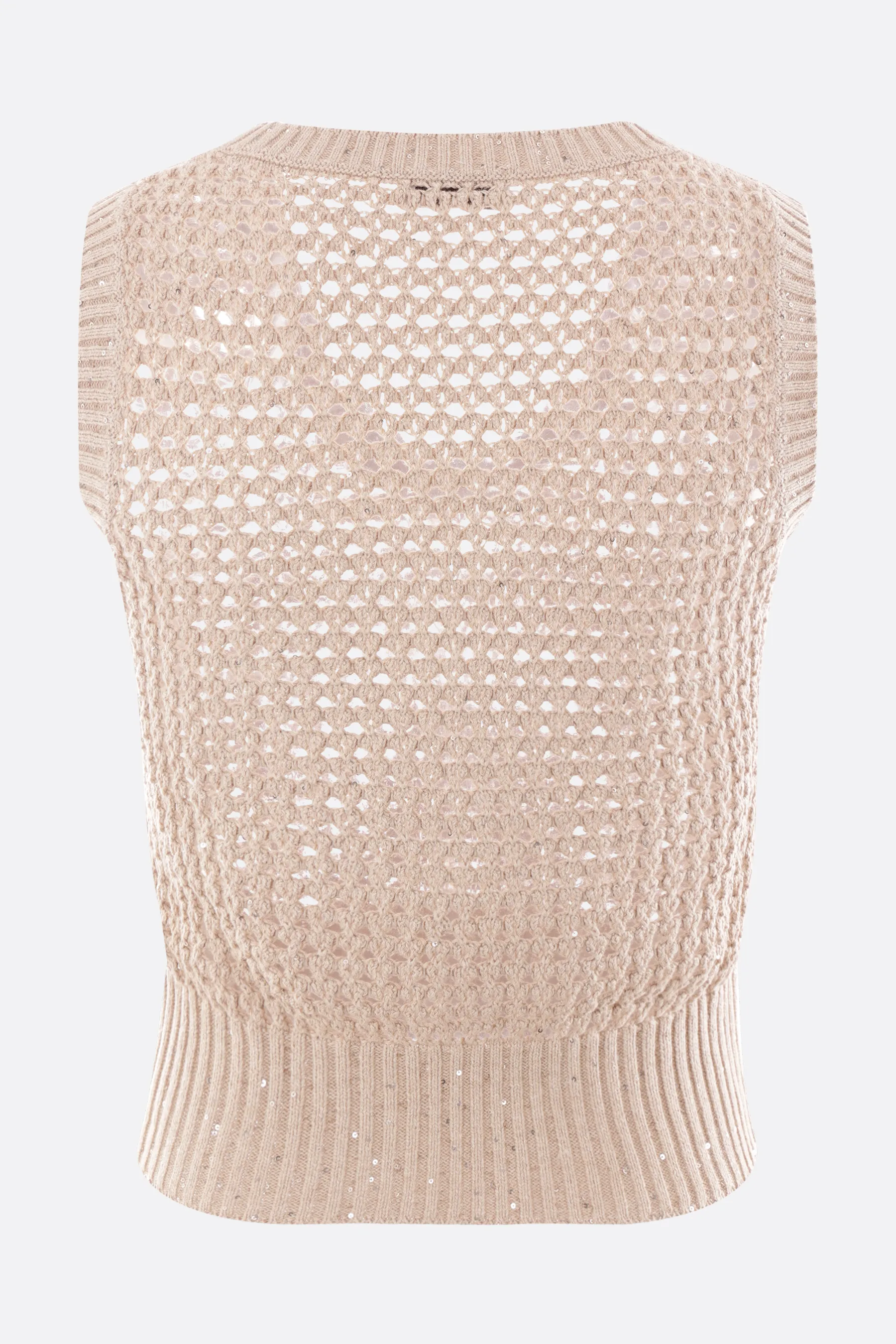 BRUNELLO CUCINELLI pullover smanicato in misto cotone con paillettes