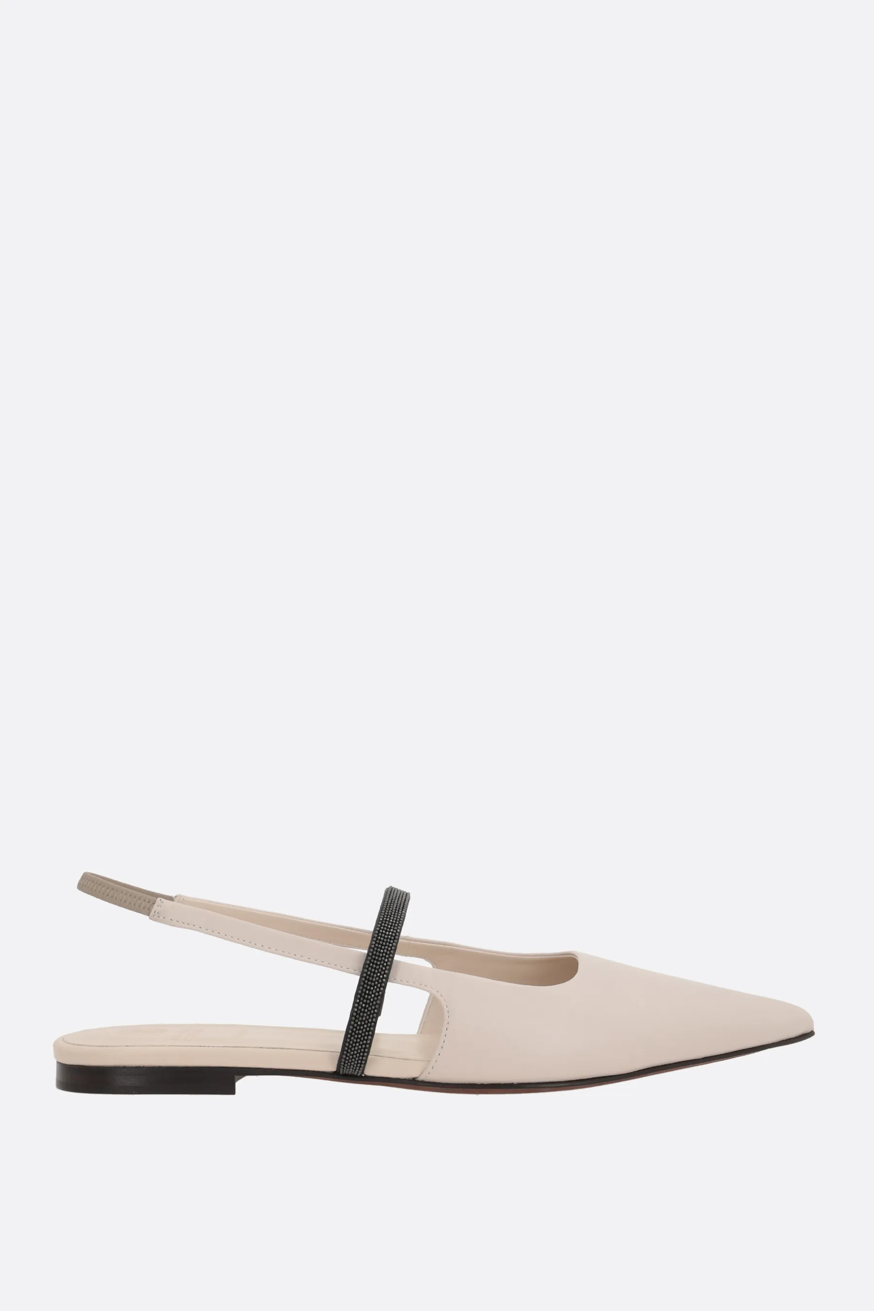 BRUNELLO CUCINELLI slingback flat in nappa con Shiny Strap