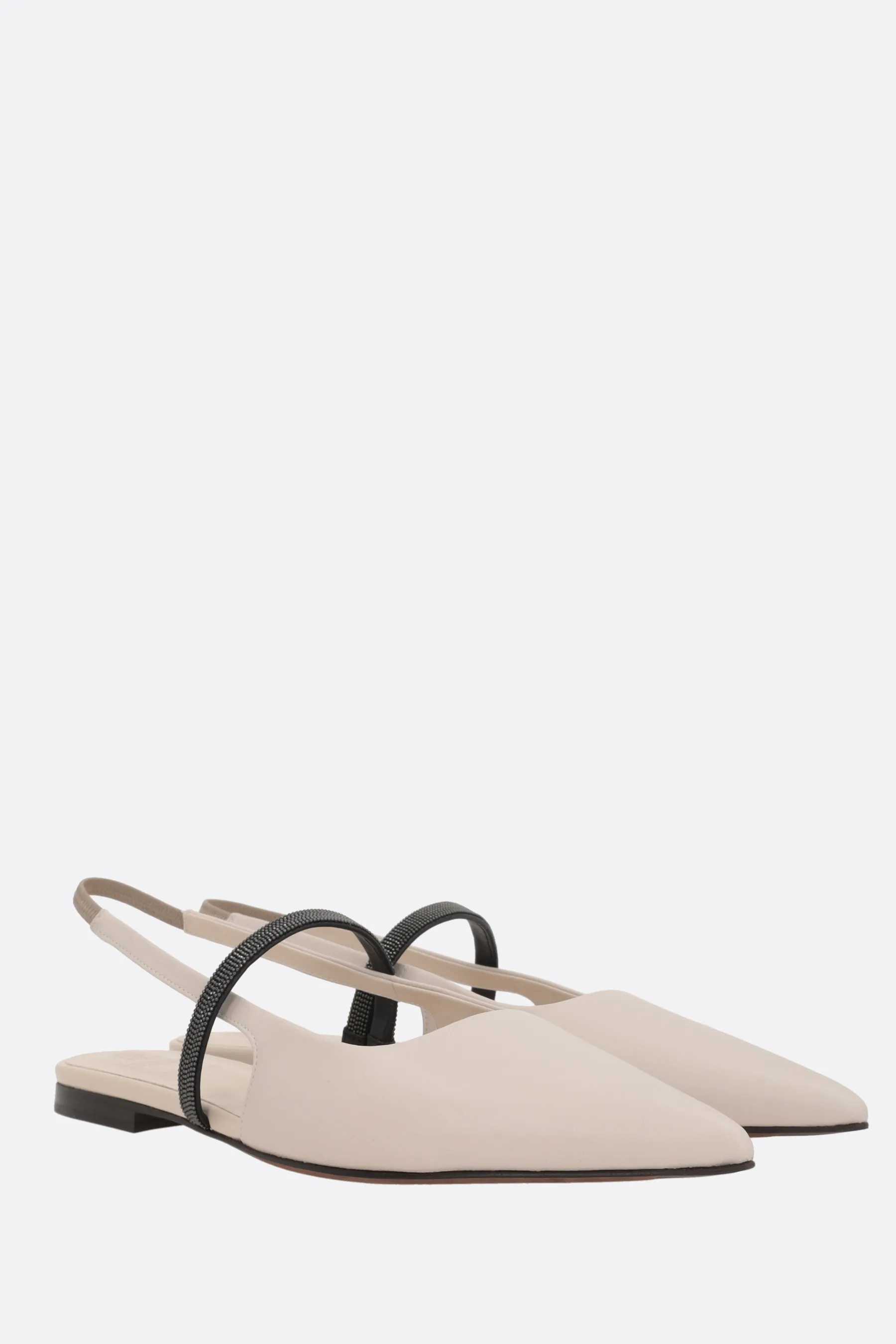 BRUNELLO CUCINELLI slingback flat in nappa con Shiny Strap