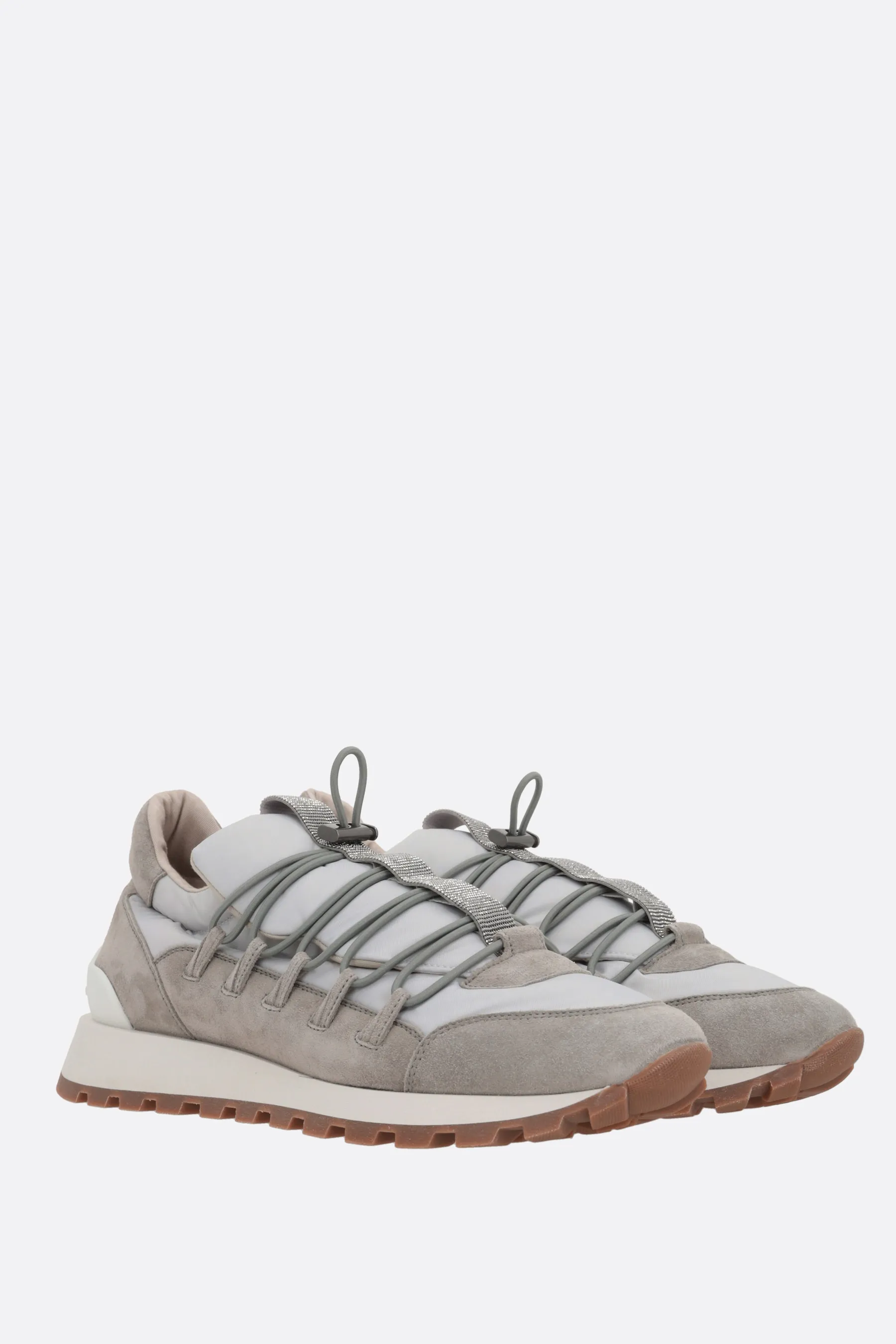 BRUNELLO CUCINELLI sneaker in nylon e suede con Precious Detail