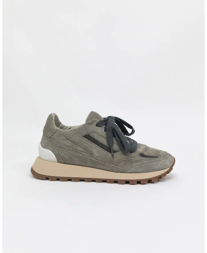 Brunello Cucinelli - Sneakers in Nabuk e Monile Roccia Donna