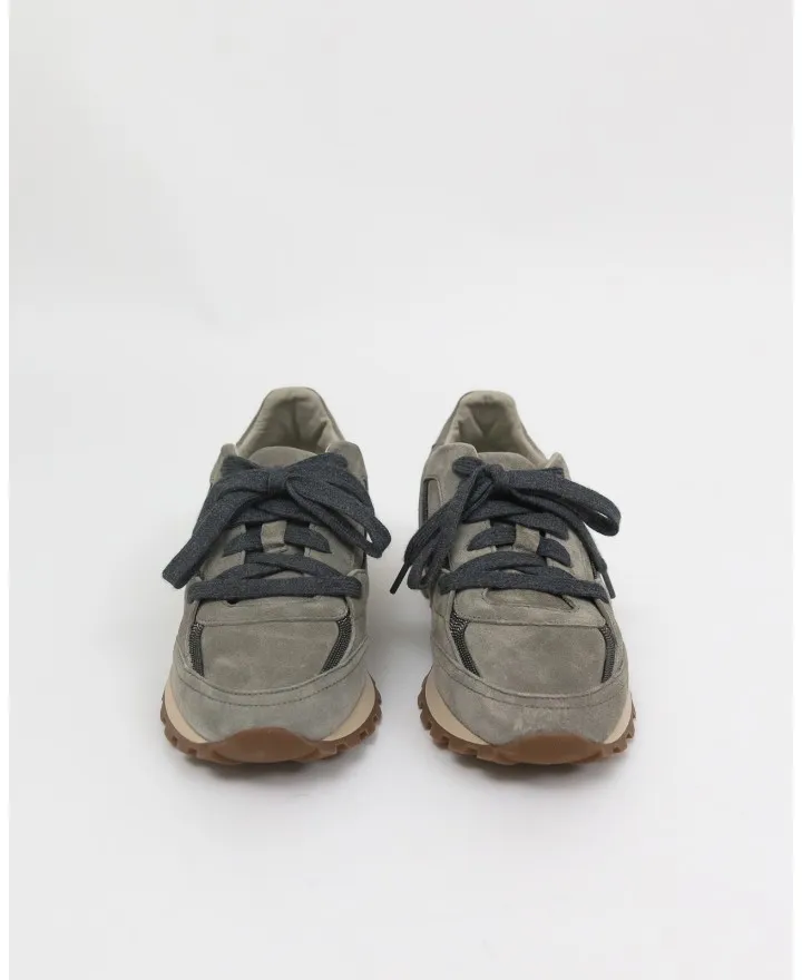 Brunello Cucinelli - Sneakers in Nabuk e Monile Roccia Donna