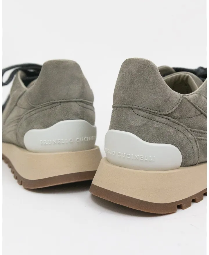 Brunello Cucinelli - Sneakers in Nabuk e Monile Roccia Donna