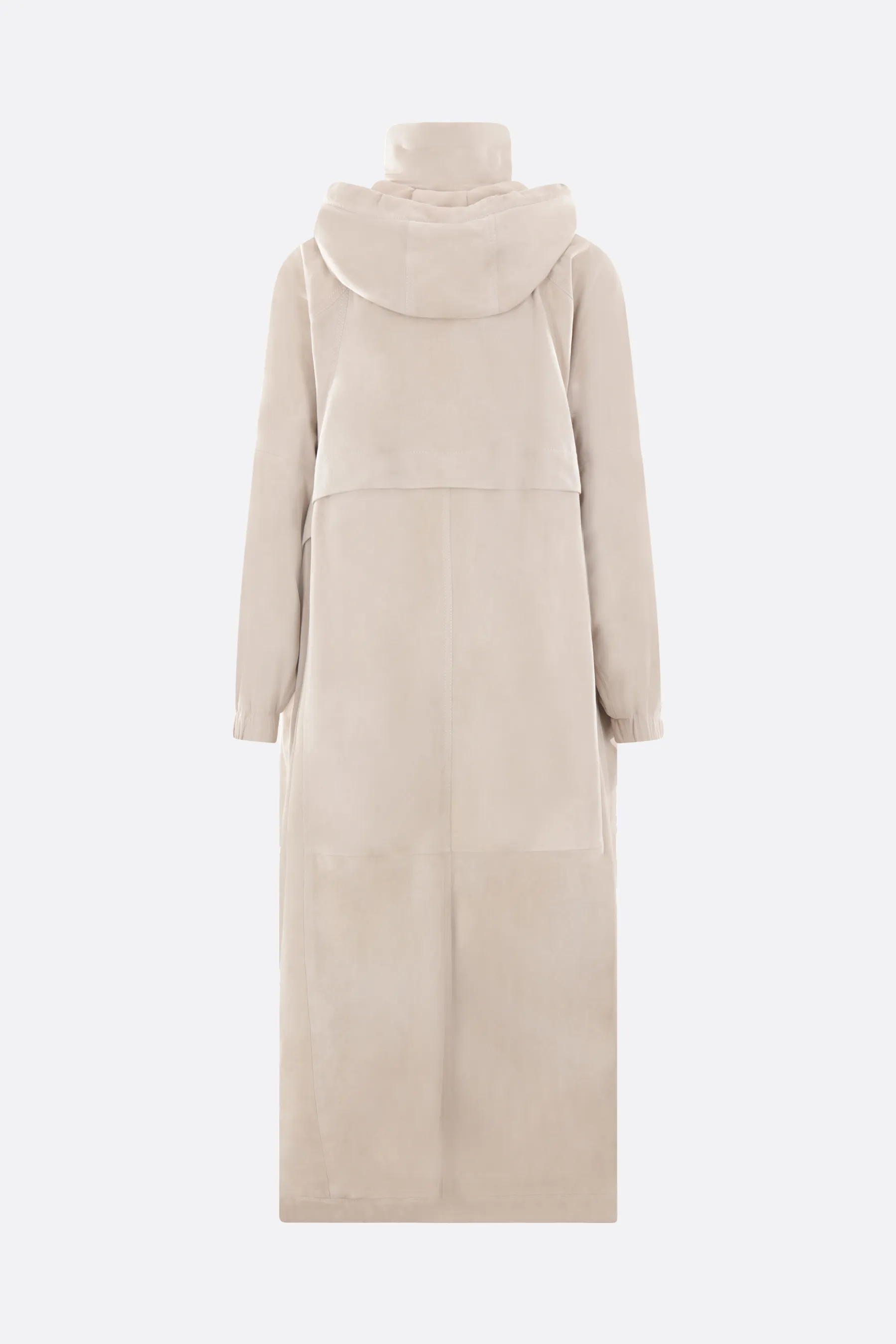 BRUNELLO CUCINELLI soprabito lungo in suede con monile