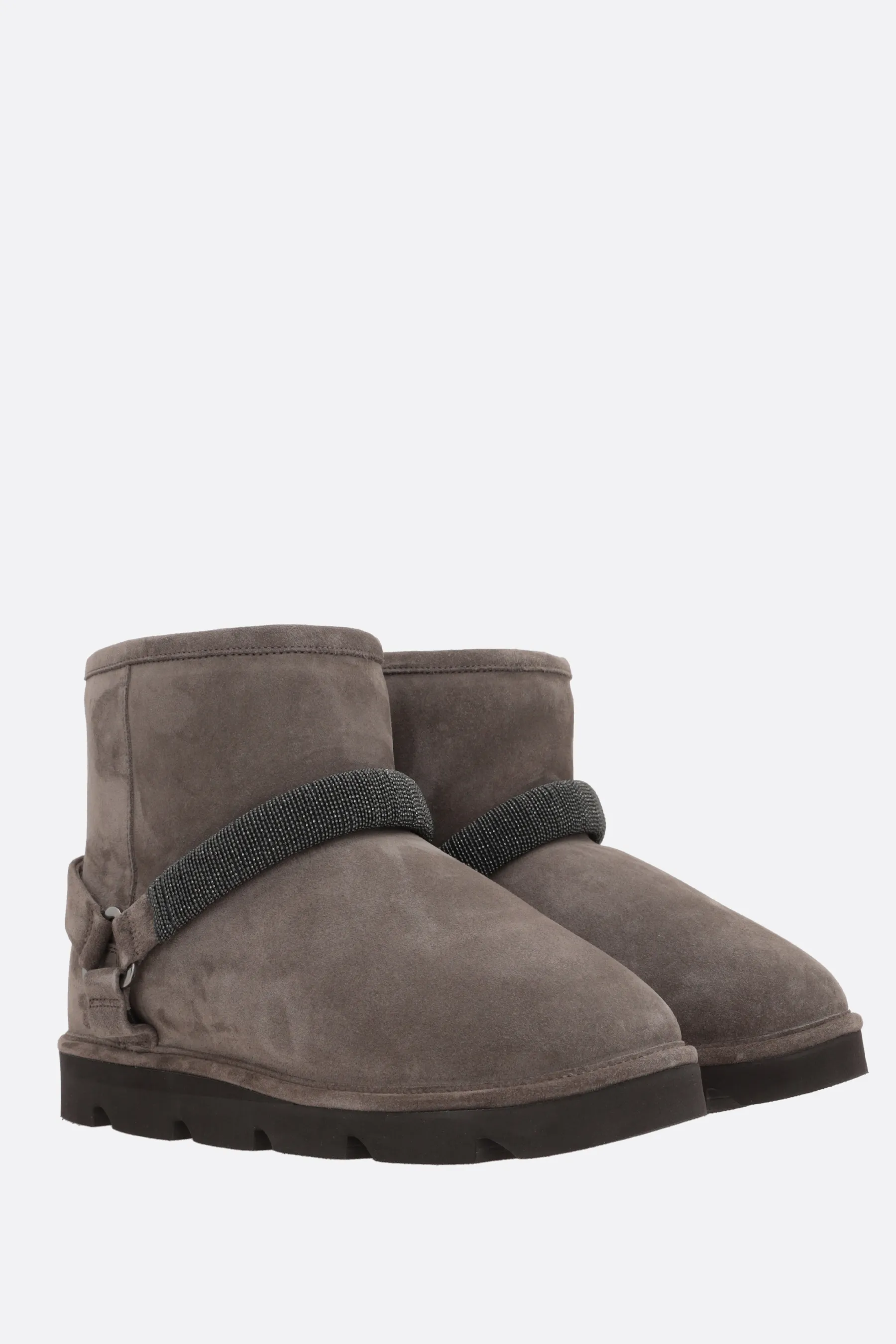  BRUNELLO CUCINELLI stivaletto in suede con Shiny Strap 