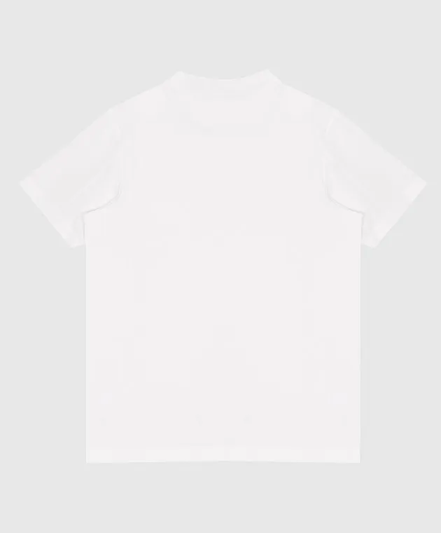 Brunello Cucinelli T-shirt bianca da bambino con patch logo Tennis BW857915TC