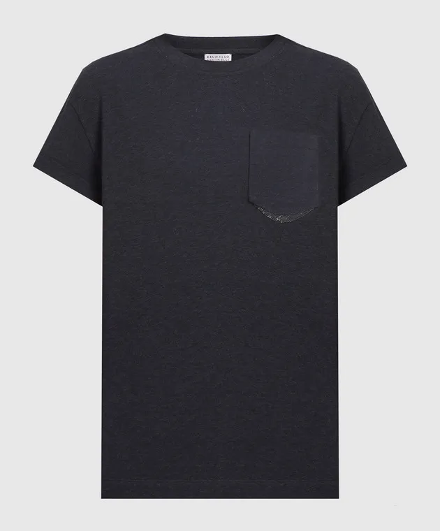 Brunello Cucinelli T-shirt grigia con coulisse MPT18BD400