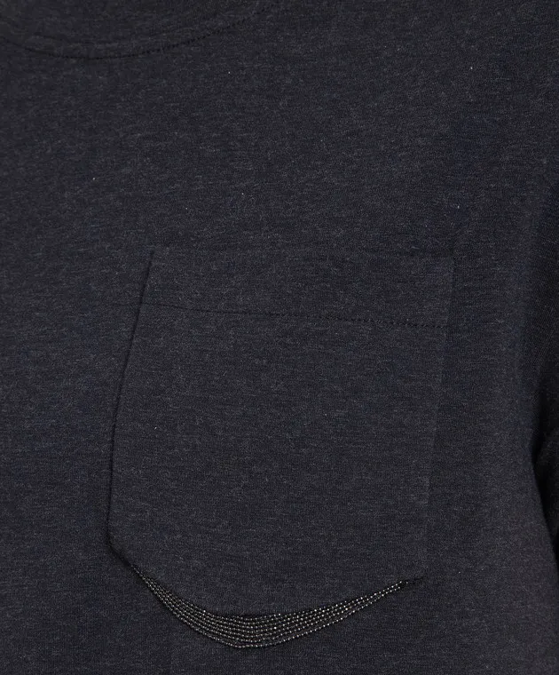 Brunello Cucinelli T-shirt grigia con coulisse MPT18BD400