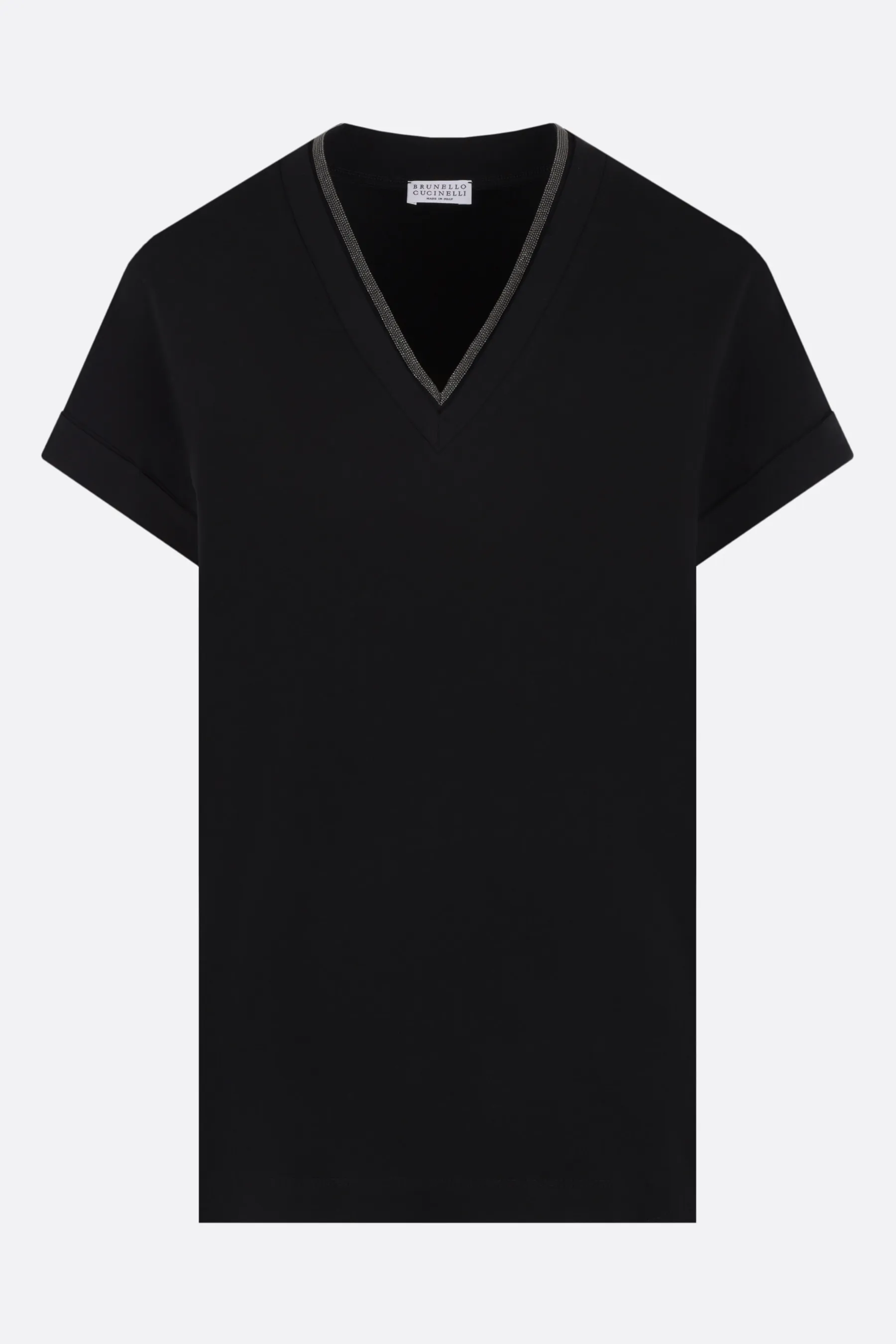 BRUNELLO CUCINELLI t-shirt in cotone stretch con dettaglio monile