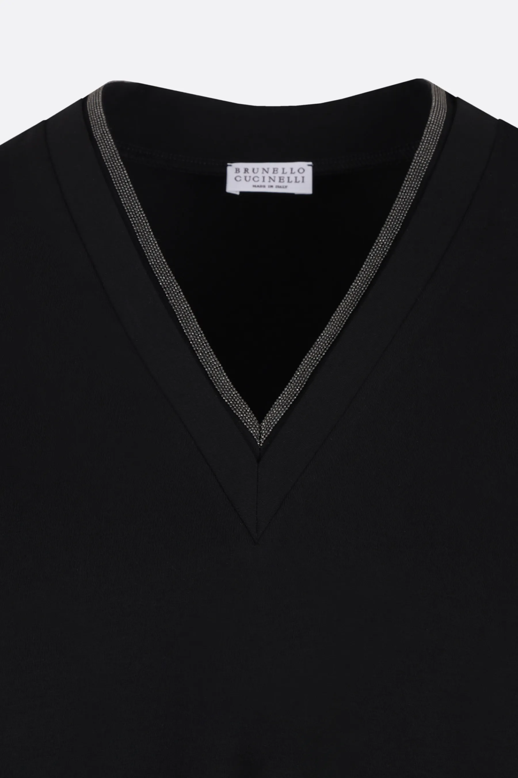 BRUNELLO CUCINELLI t-shirt in cotone stretch con dettaglio monile