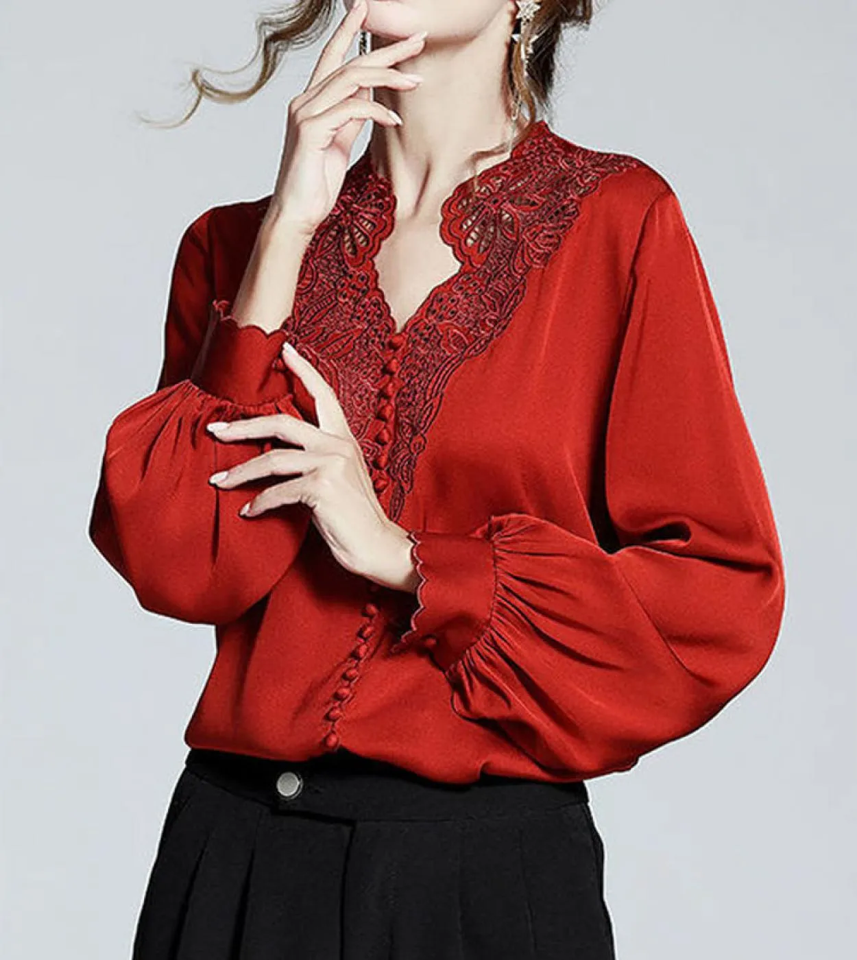 Camicette con ricami vintage Camicie Camicie con ricami da donna Camicette con scollo a V vintage
