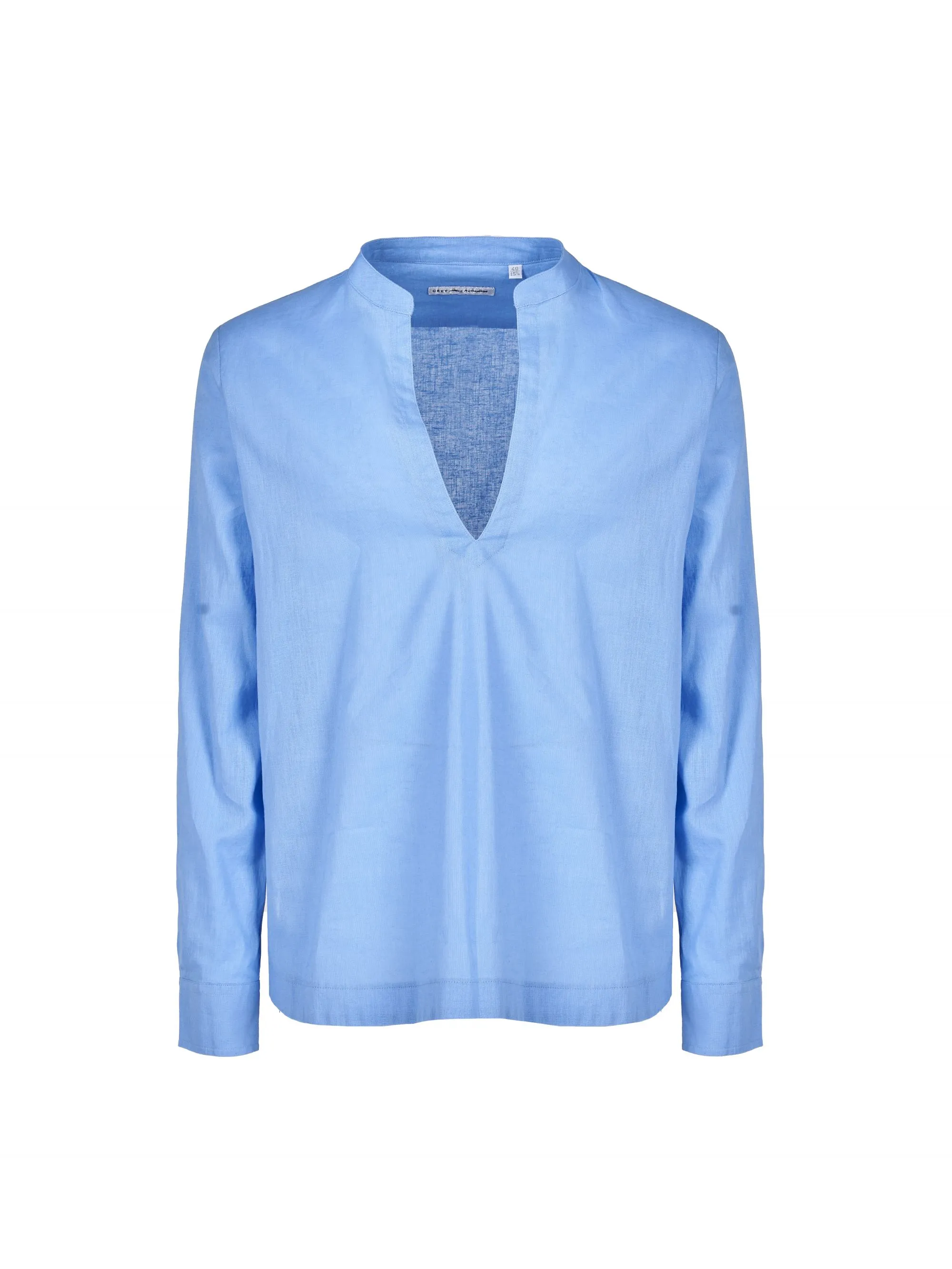 CAMICIA AZZURRA IN LINO E COTONE