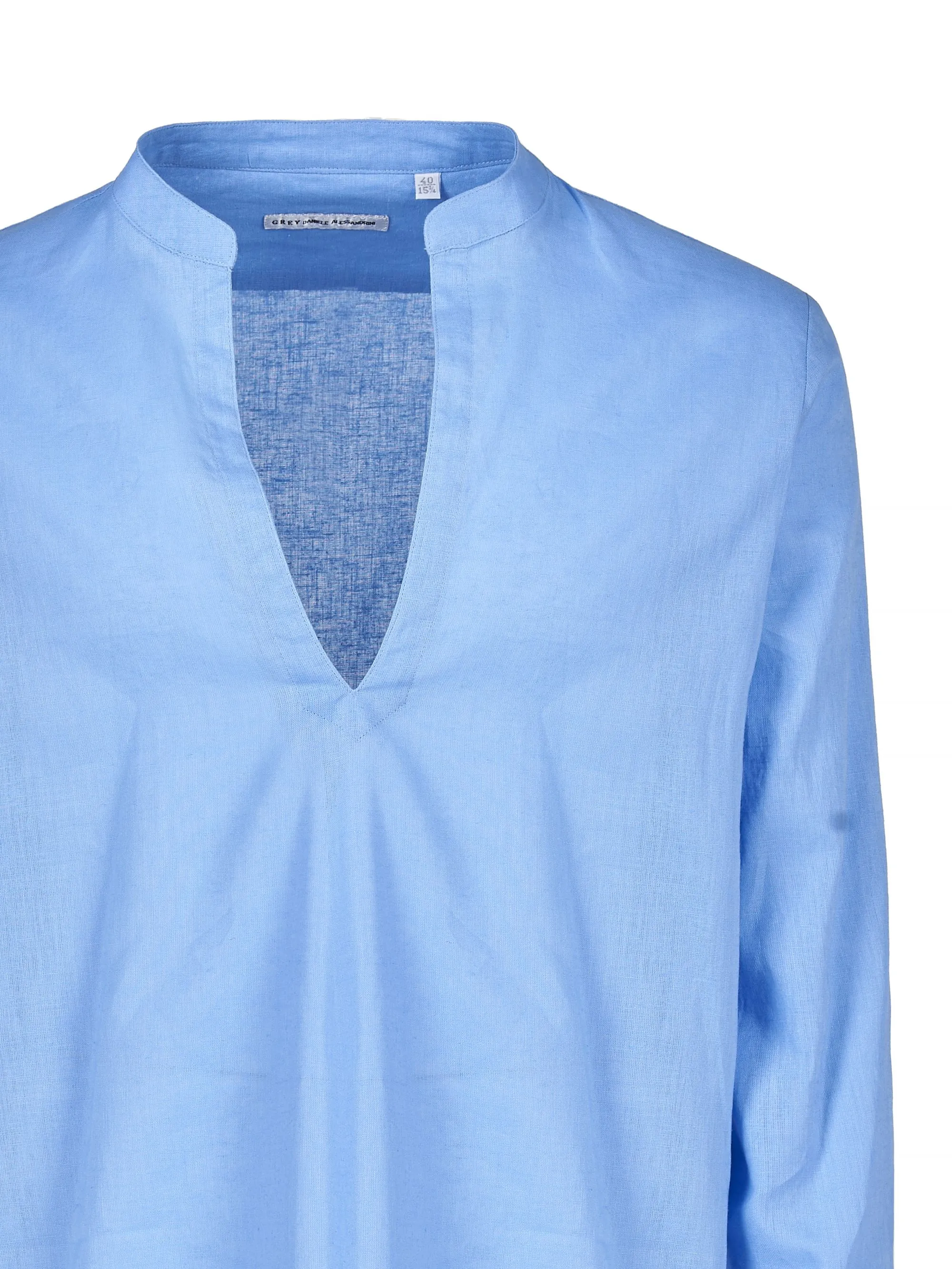 CAMICIA AZZURRA IN LINO E COTONE