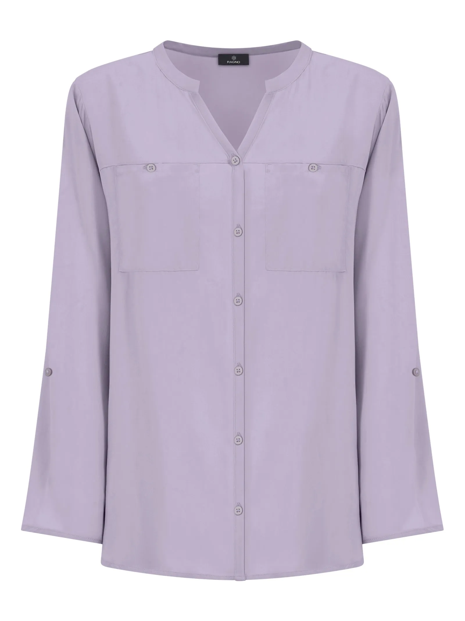 Camicia con collo alla coreana in EcoSeta - Orchid Petal
