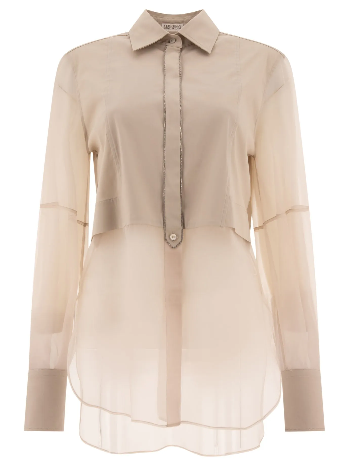 Camicia poplin di brunello cucinelli con finiture lucide