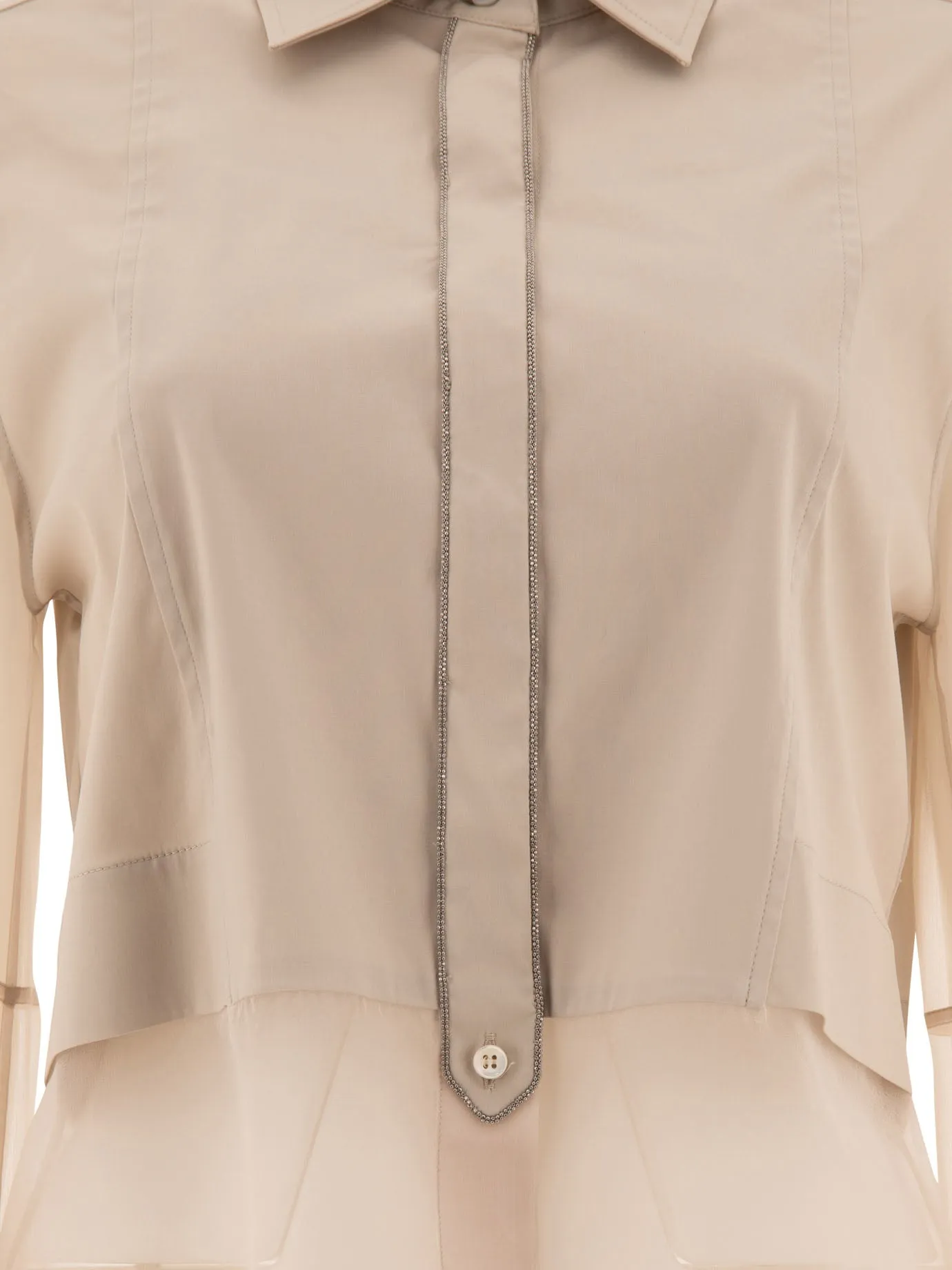 Camicia poplin di brunello cucinelli con finiture lucide